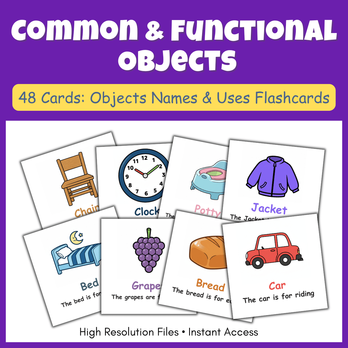 Functional Items Examples Common & Functional Objects Printable Picture Flashcards for Toddlers ...