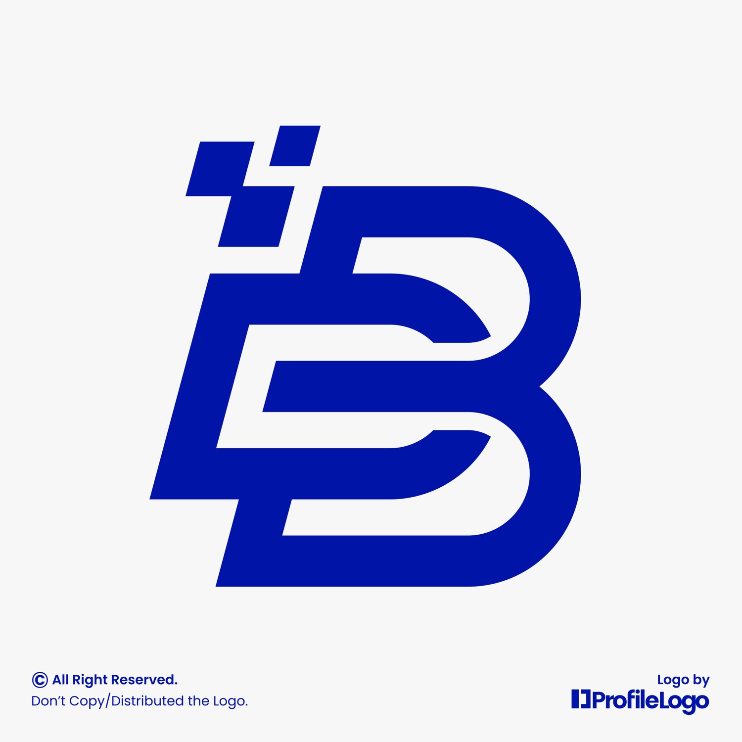 Modern pixel letter DB or BD logo