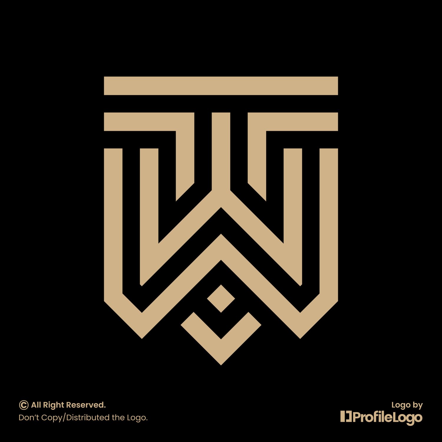 Luxury line initial letter TW or WT logo