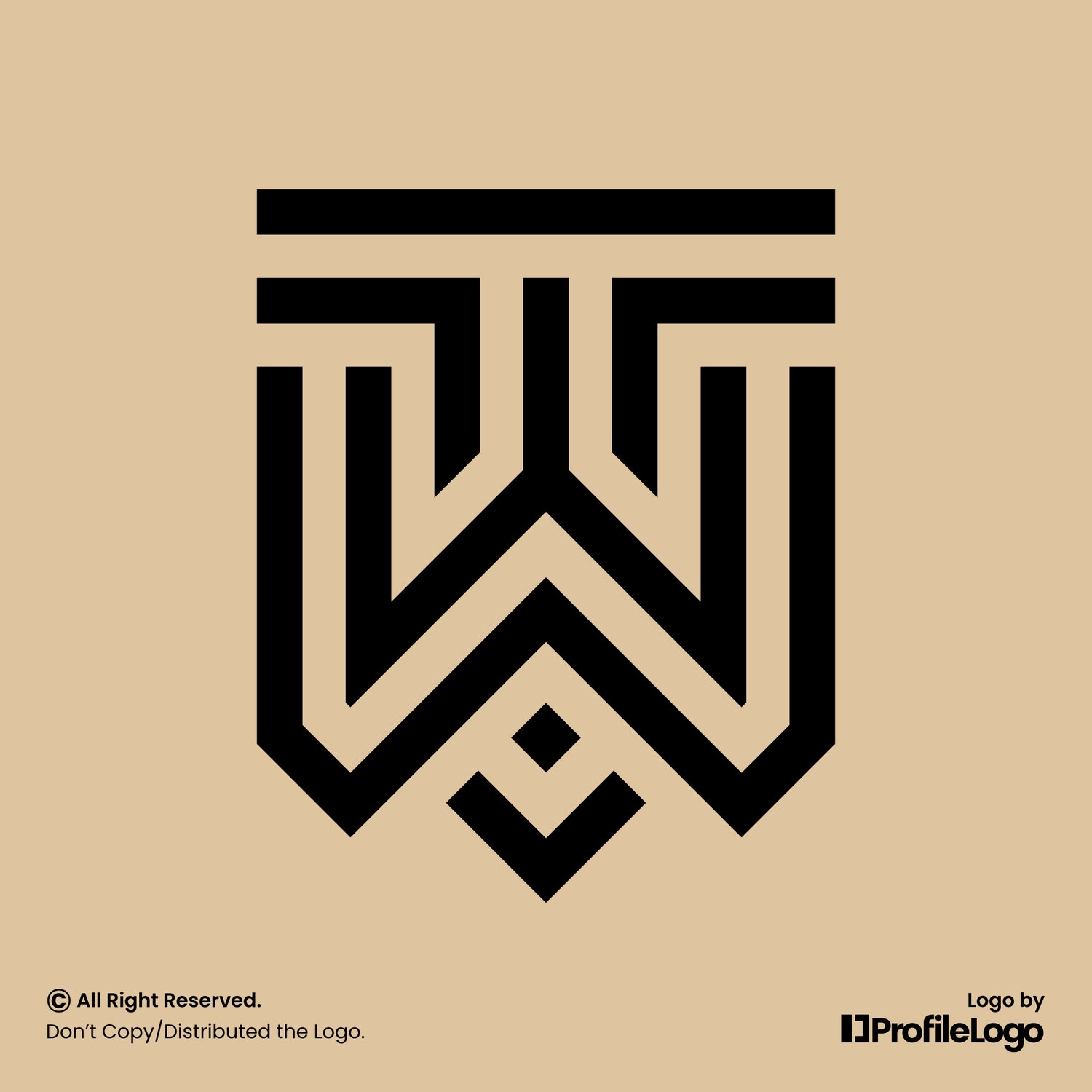 Luxury line initial letter TW or WT logo