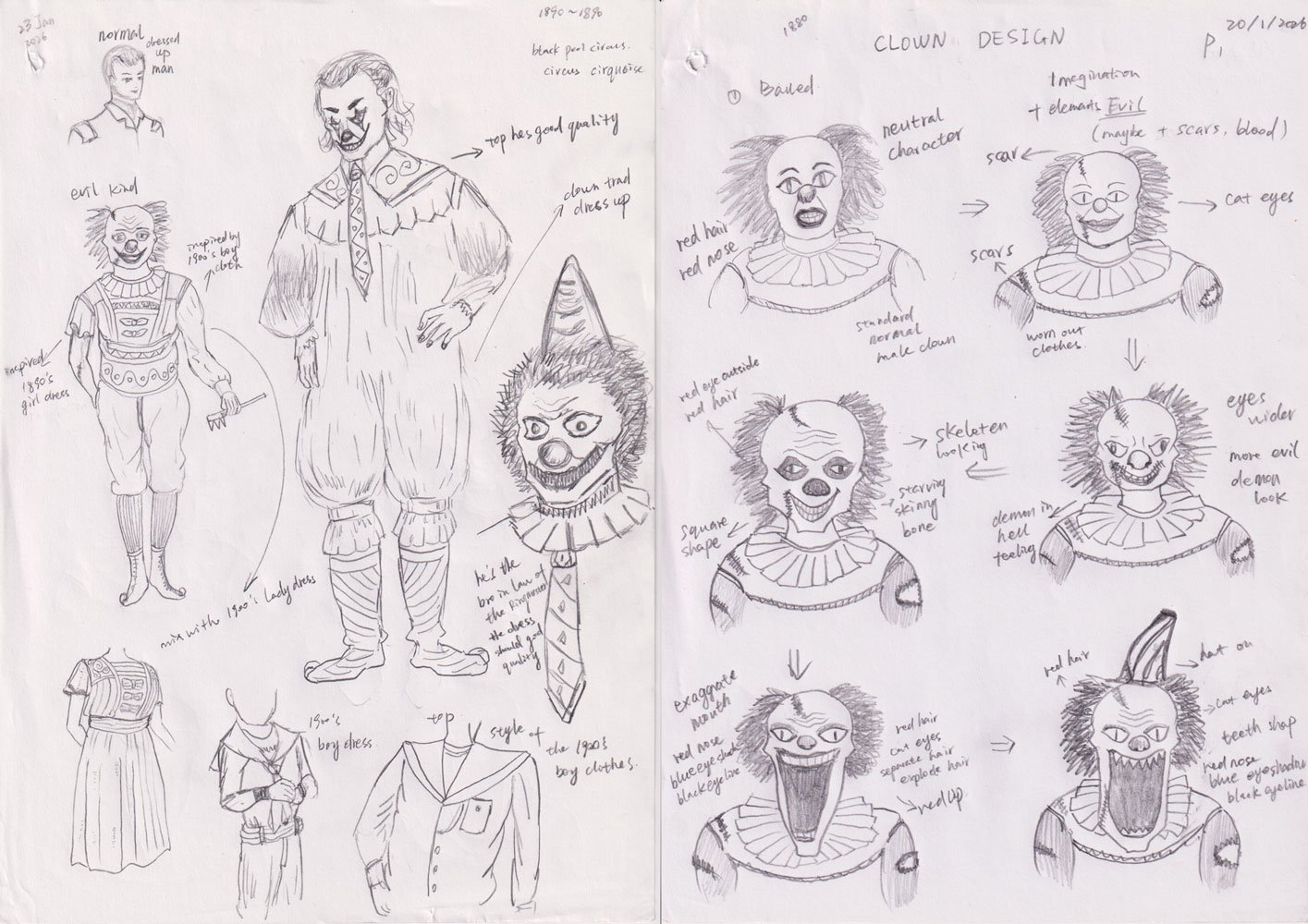 Luna Li Animation Uni L2S2 Historical Horror Circus Sketches