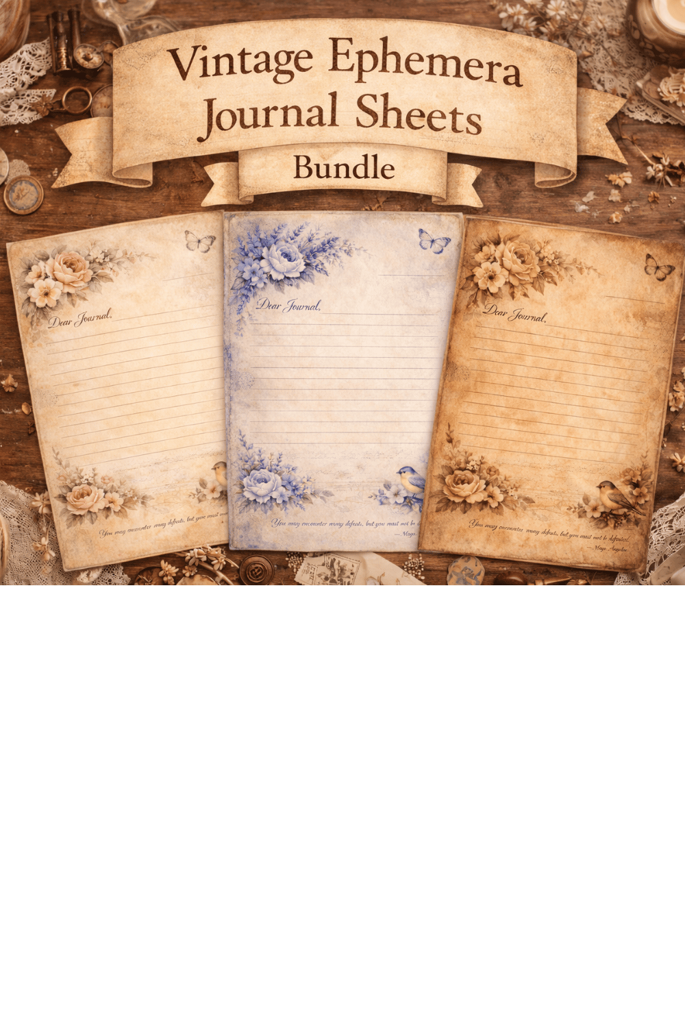 Vintage Ephemera Journal Sheets Bundle