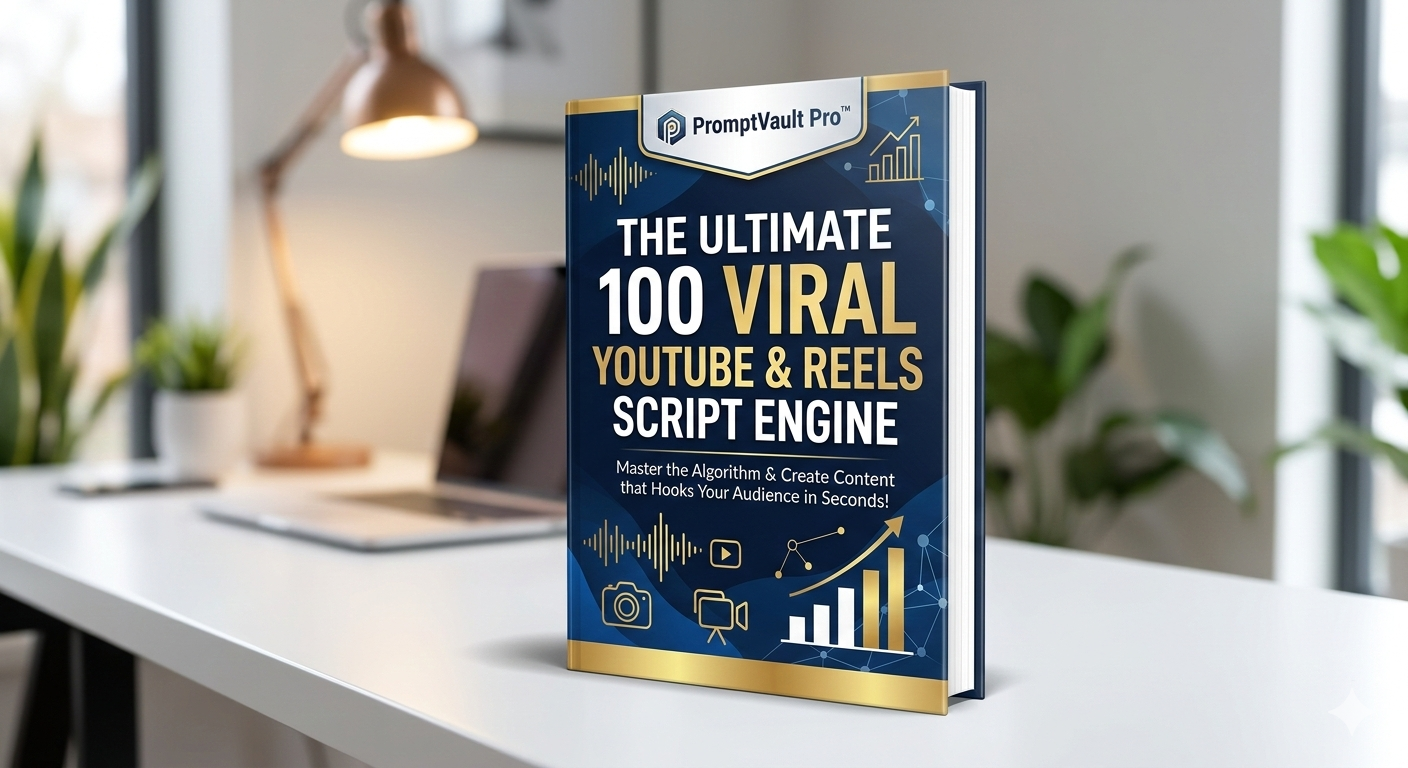 { "action": "image_generation", "action_input": "{'prompt': 'A premium 3D product mockup for a digital product titled "100 VIRAL YOUTUBE & REELS SCRIPT ENGINE". The image should show a sleek eBook cover, a laptop screen, and a smartphone, all displaying t