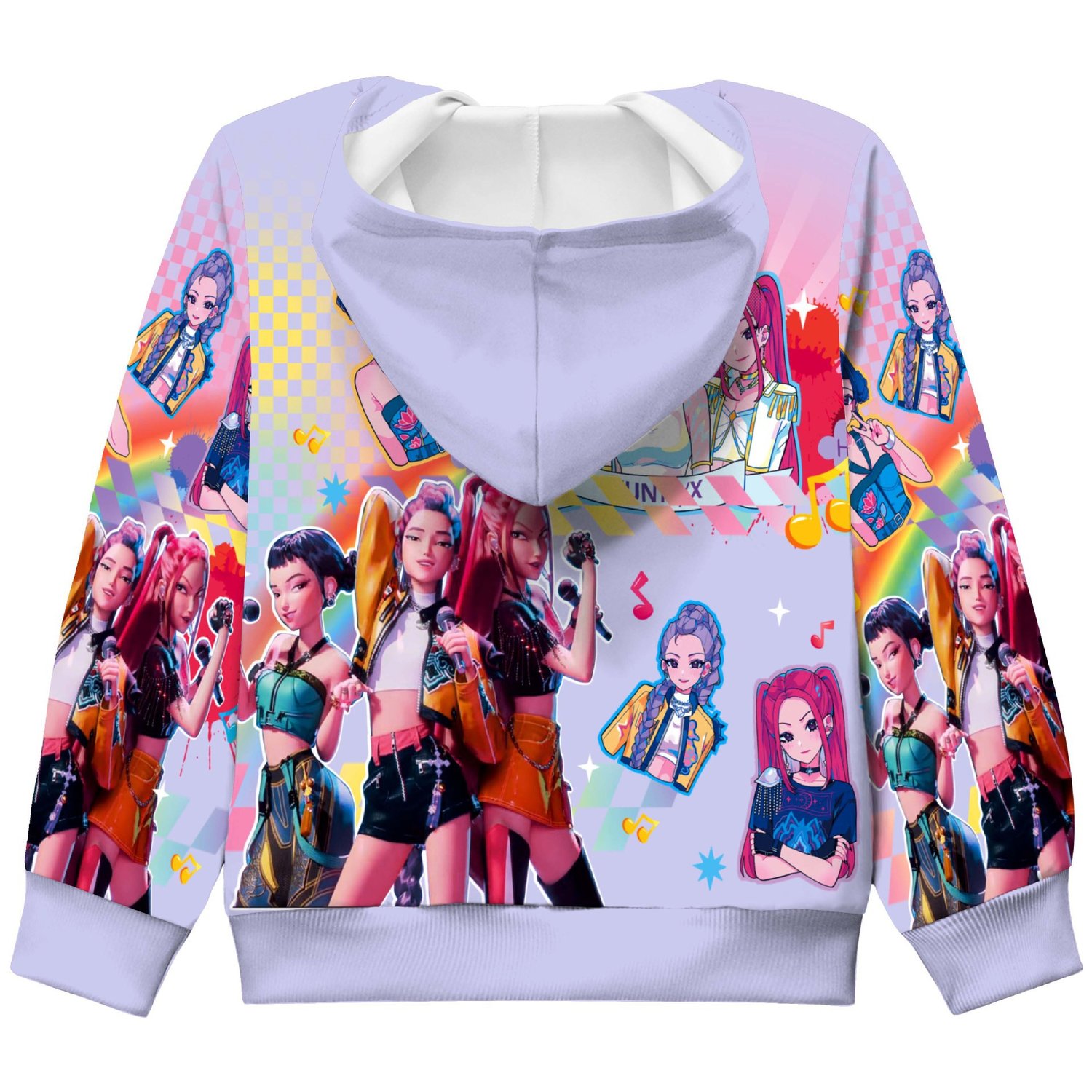 Purple cartoon style jacket for boys and girls with front zipper