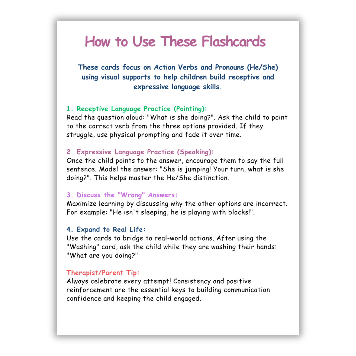 Action Verbs Printable Task Cards | Speech Therapy Autism ABA ...