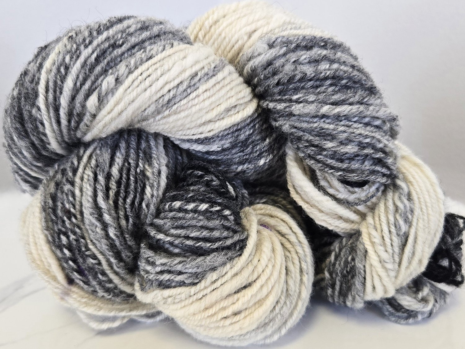 white to black gradient wool skein