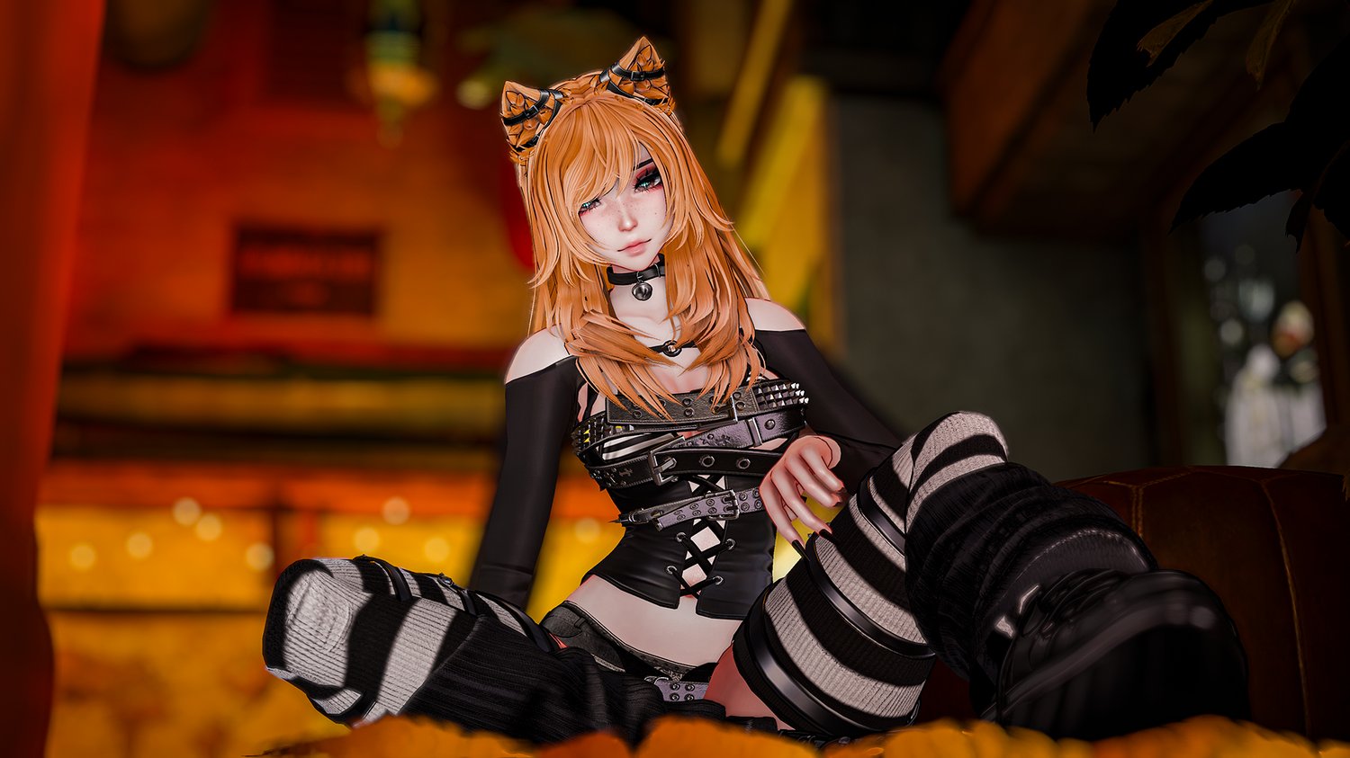 Close-up render of Nyxie highlighting anime-inspired details for VRChat avatar use.