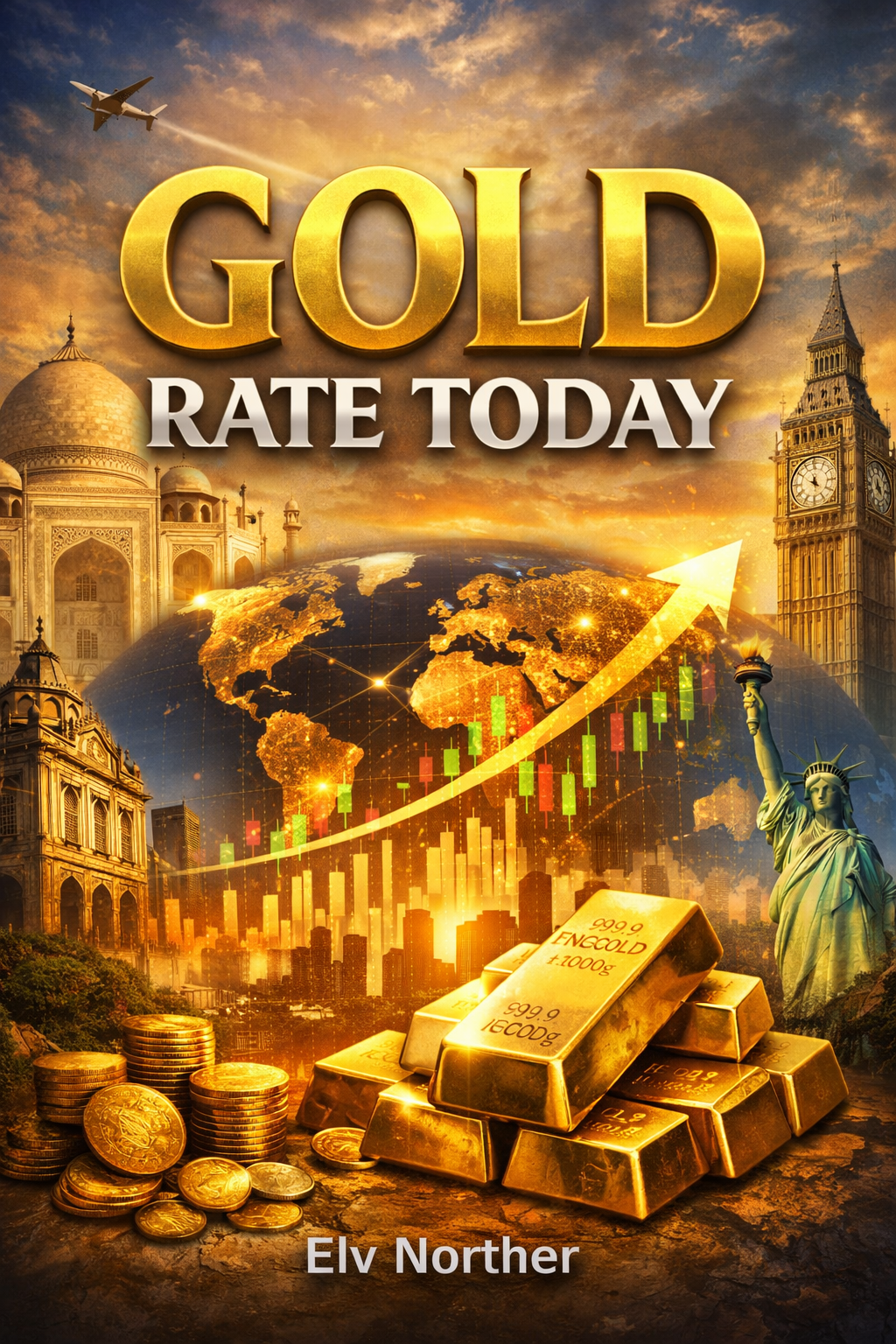 Gold Rate Today book cover: comprehensive guide to global gold prices, investment strategies, and forecasts through 2050. Perfect for beginners and experienced investors seeking to protect and grow wealth.