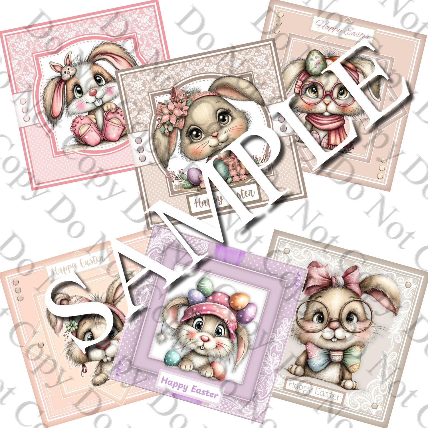 6 READY-MADE EASTER BUNNY CARD FRONTS - Payhip