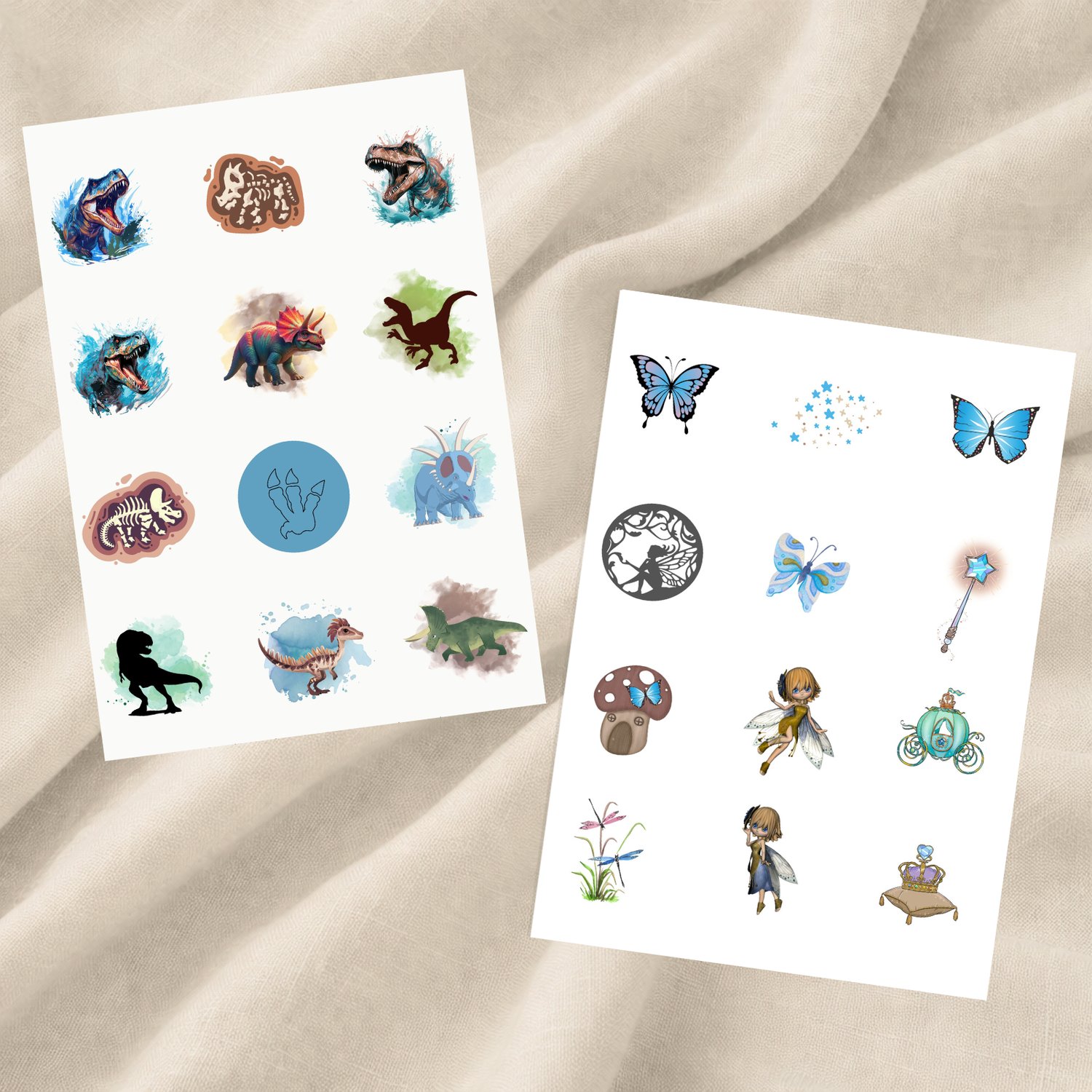 A printable sticker sheet featuring a mix of smiley faces, a butterfly, flower, heart, and positive quotes in soft pastel gradient colors. Designed for 8.5x11 inch paper and perfect for cutting by hand or using with sticker paper.