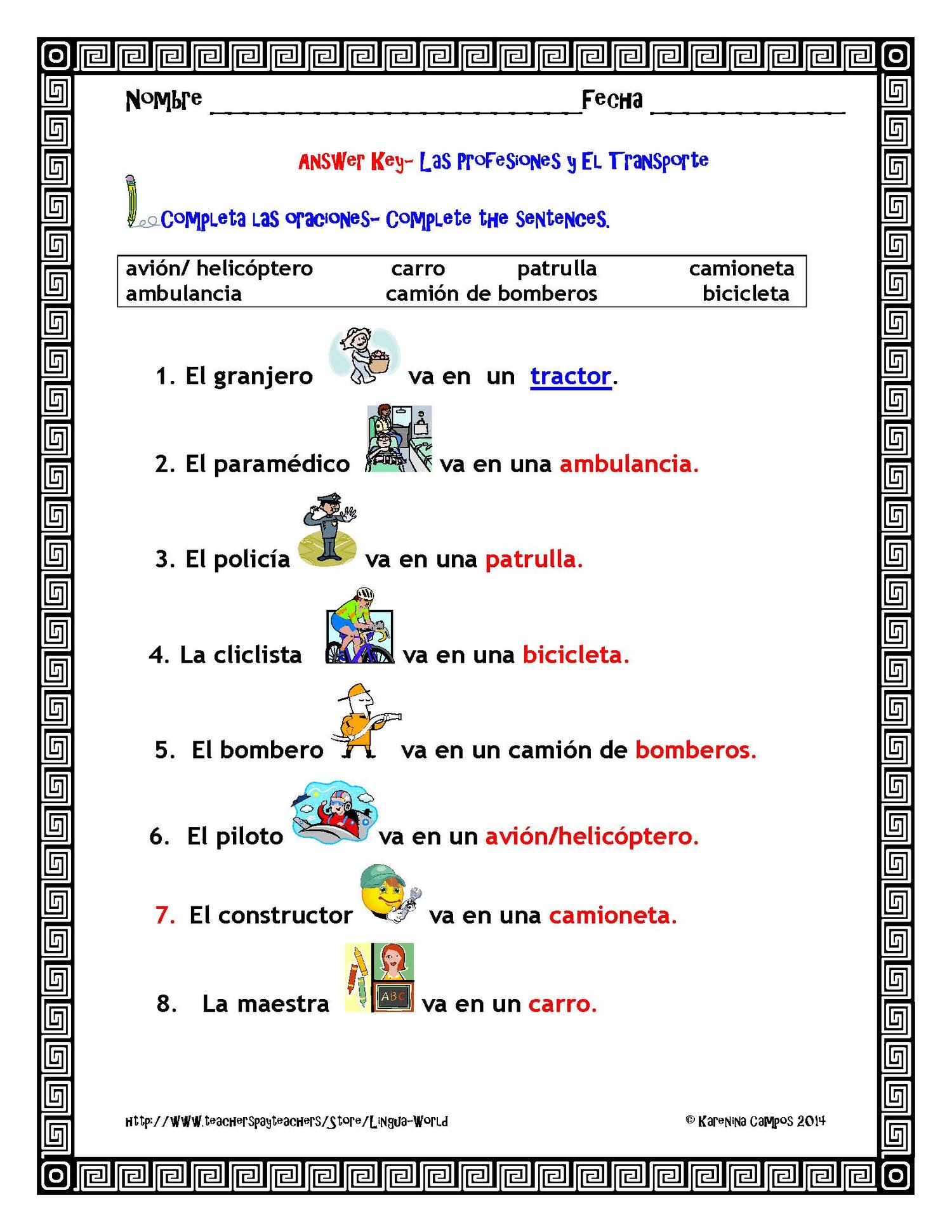 Bundle: Transportation in Spanish