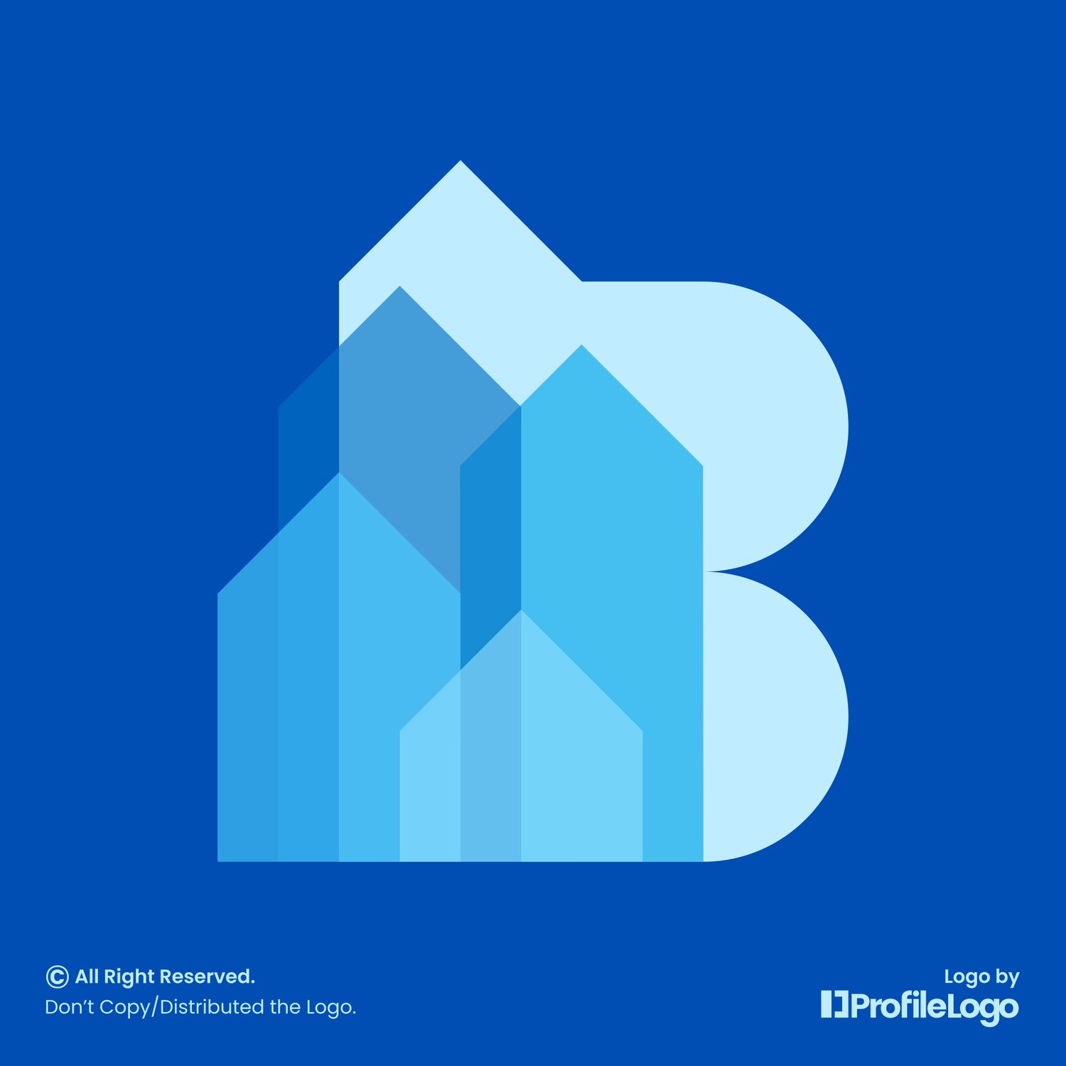 Modern building letter B logo by ProfileLogo with blue background