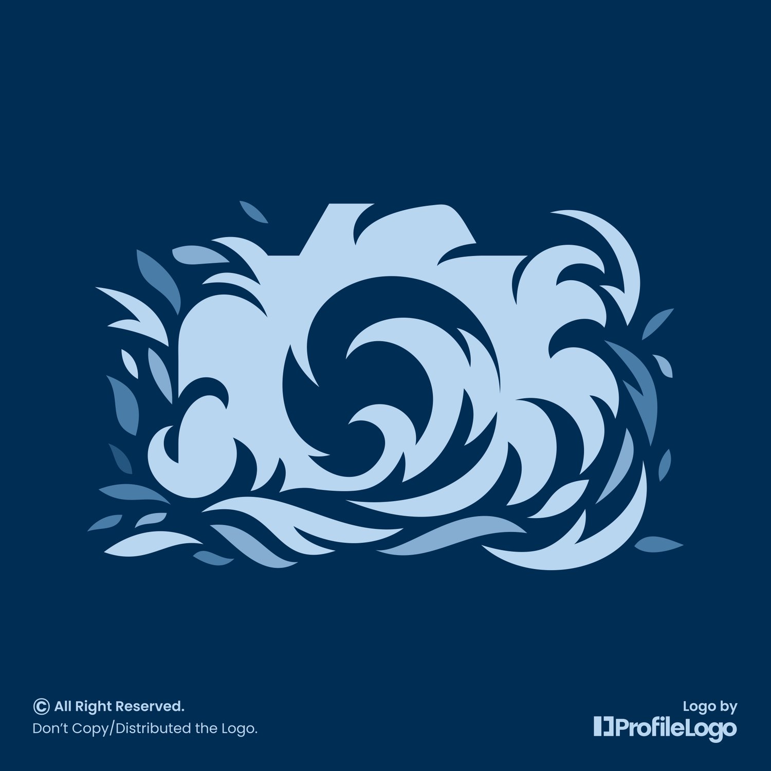 Sea wave camera photography logo by ProfileLogo with blue background