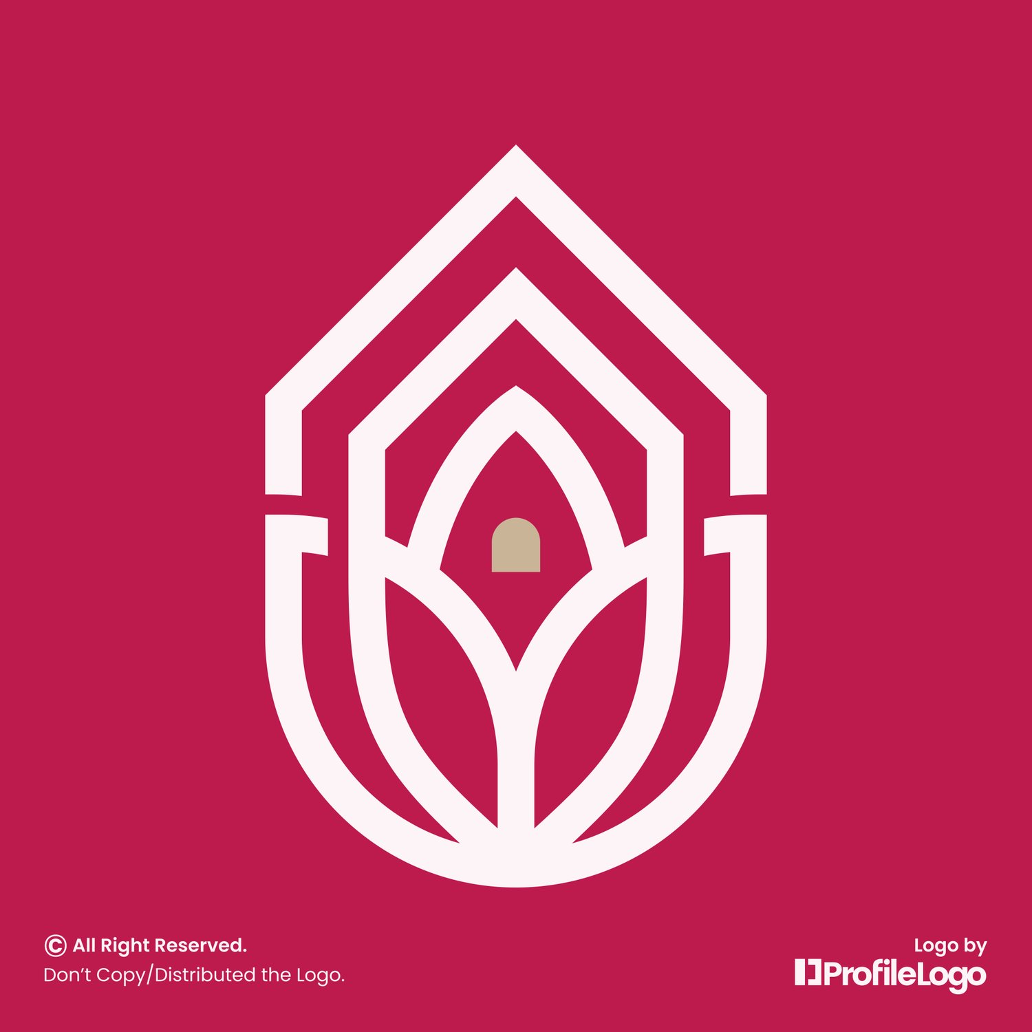 Elegance tulip flower home logo by ProfileLogo with dark pink background
