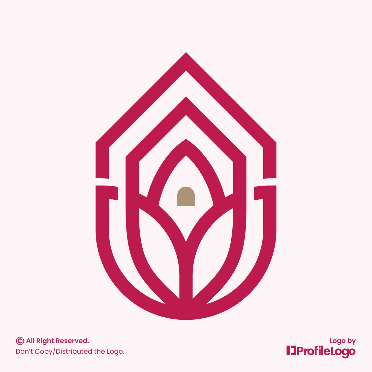 Elegance tulip flower home logo by ProfileLogo with light pink background