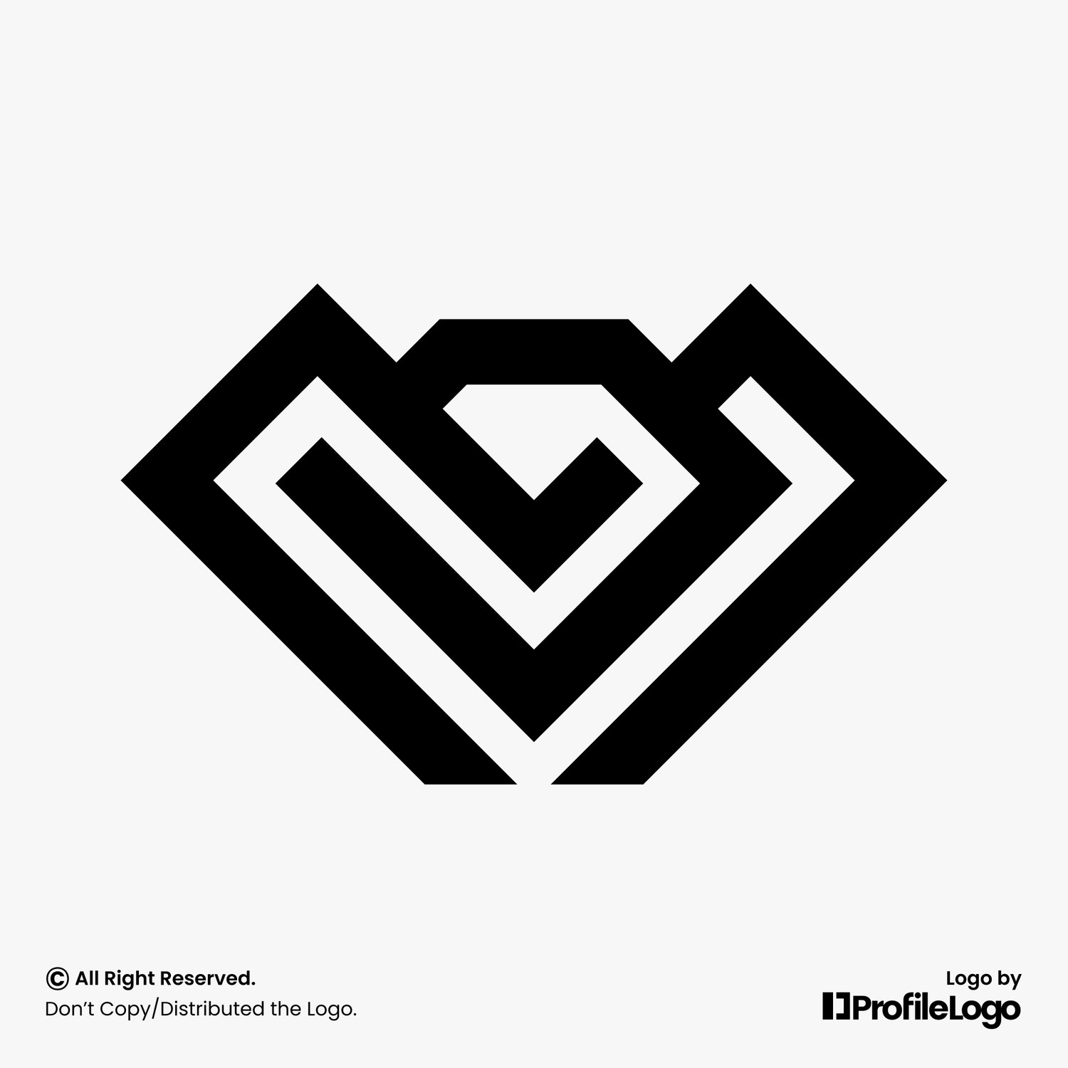 Minimalist jewelry diamond letter M logo by ProfileLogo with light grey background