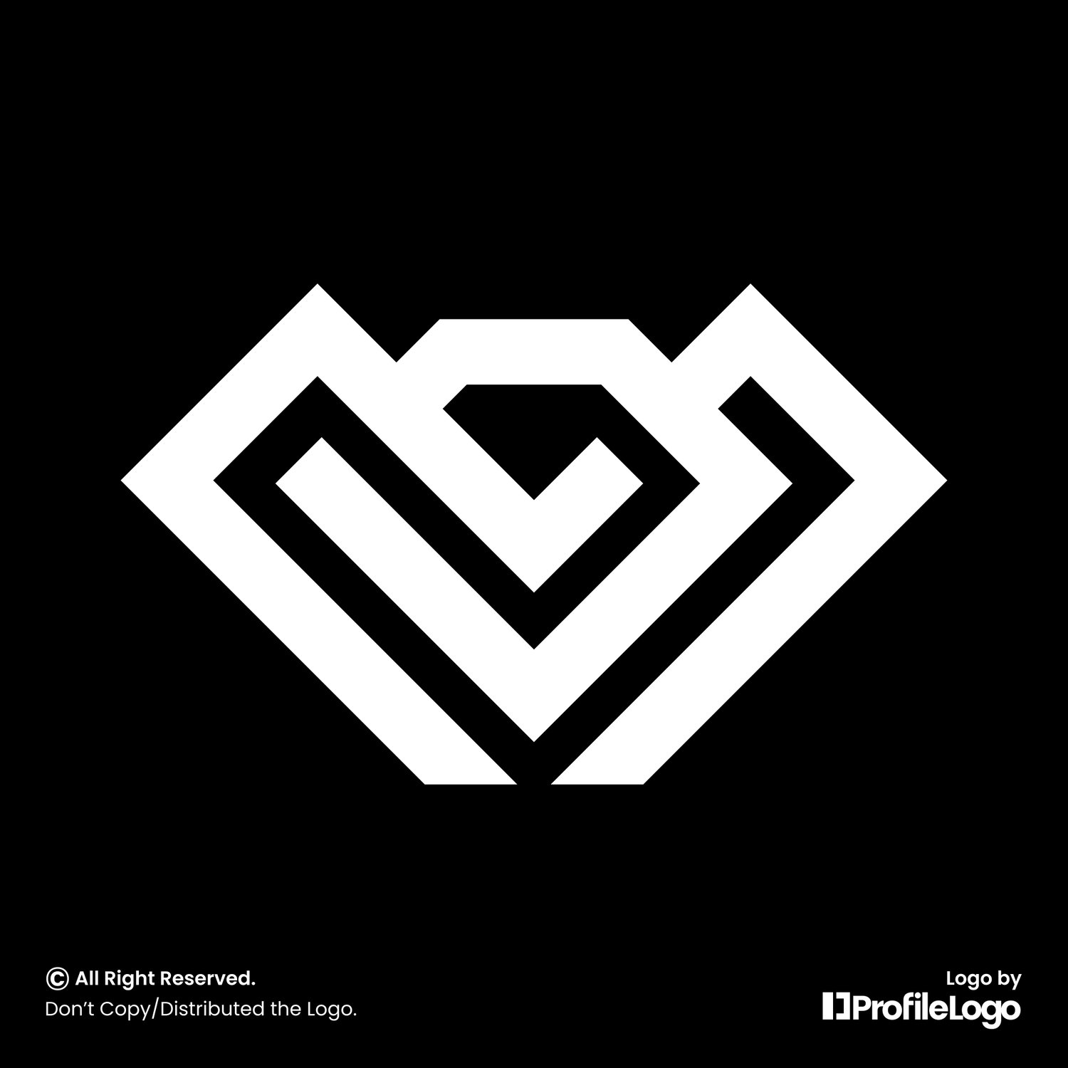 Minimalist jewelry diamond letter M logo by ProfileLogo with black background