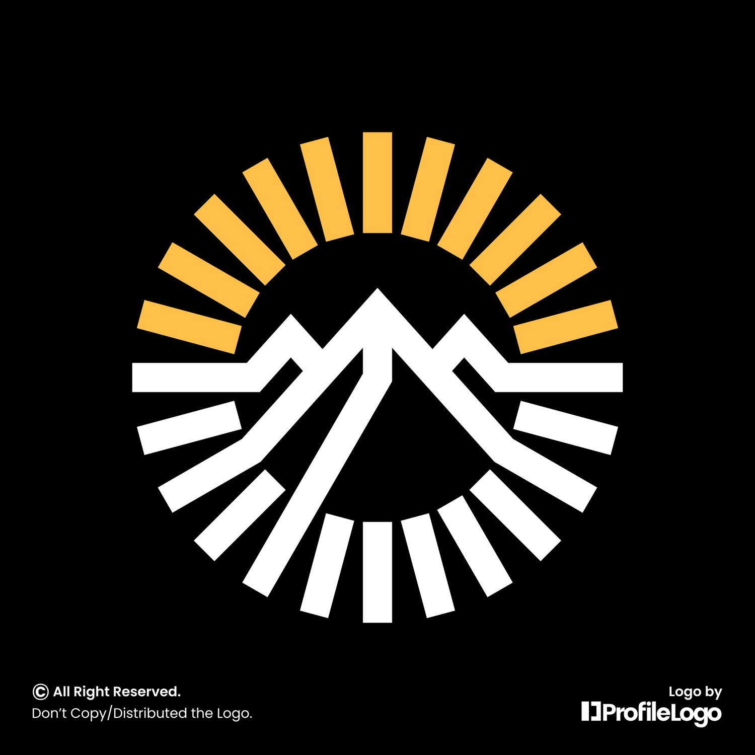 Geometric line sun mountain logo by ProfileLogo with black background