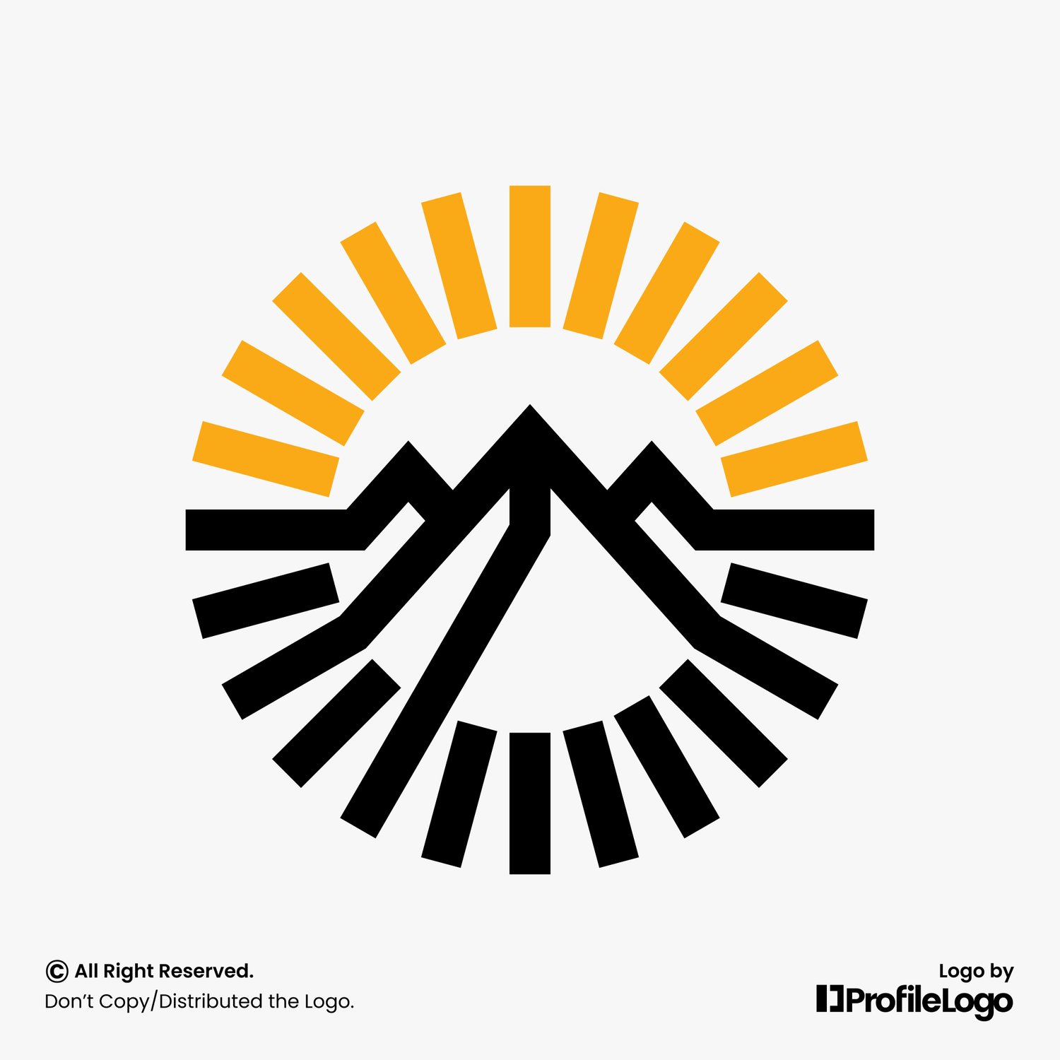 Geometric line sun mountain logo by ProfileLogo with light grey background