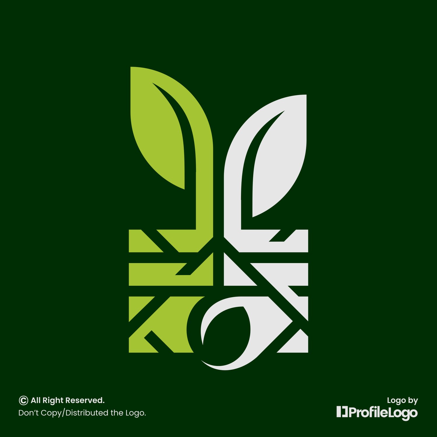 Simple leaf plant seed logo by ProfileLogo with green background