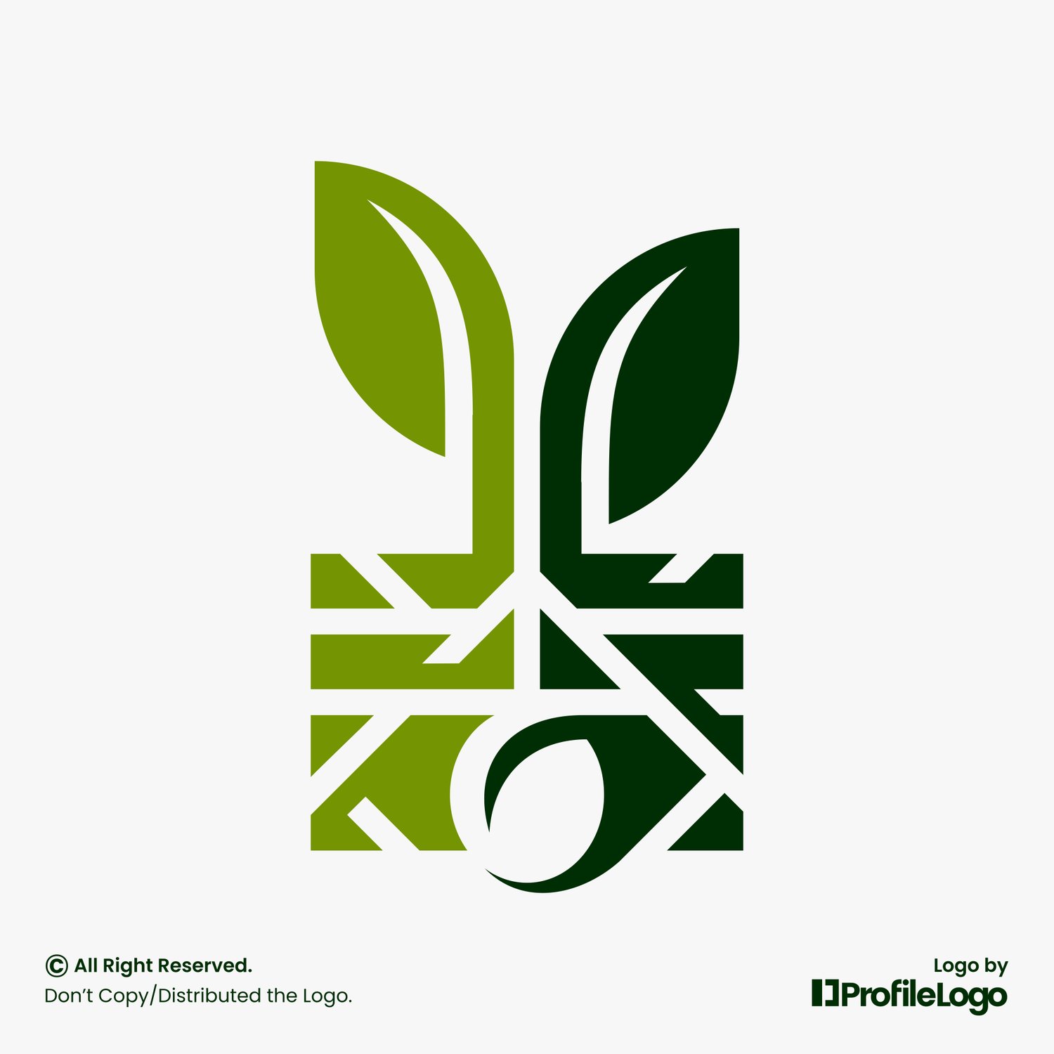 Simple leaf plant seed logo by ProfileLogo with light grey background