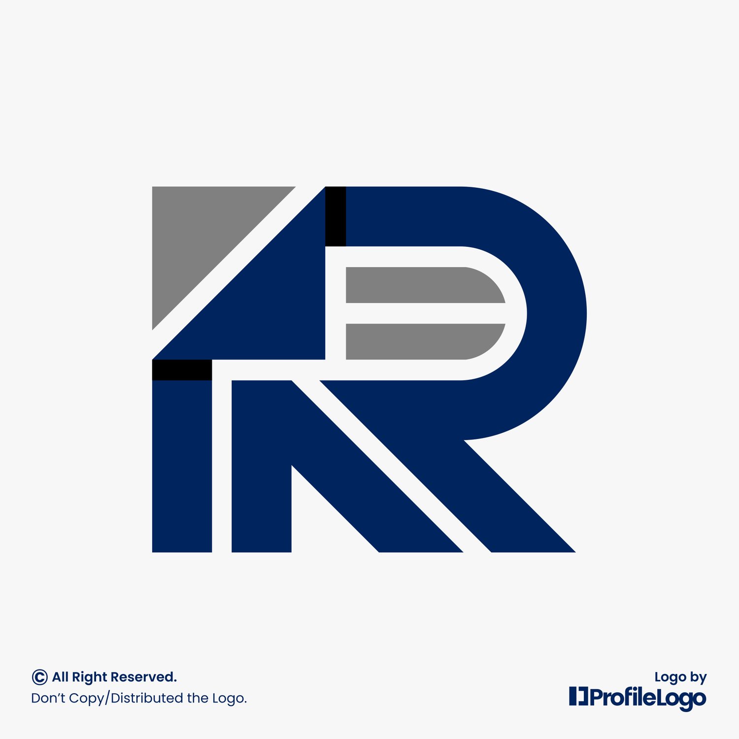 Modern document paper letter R logo by ProfileLogo with light grey background
