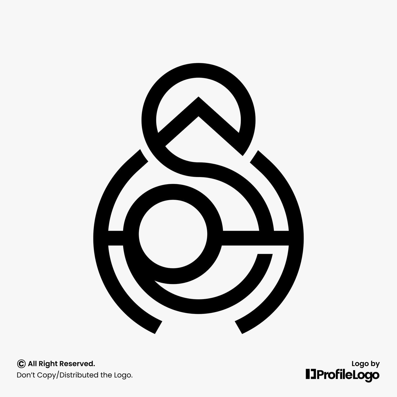 Luxury line letter SA logo or AS logo by ProfileLogo with light grey background