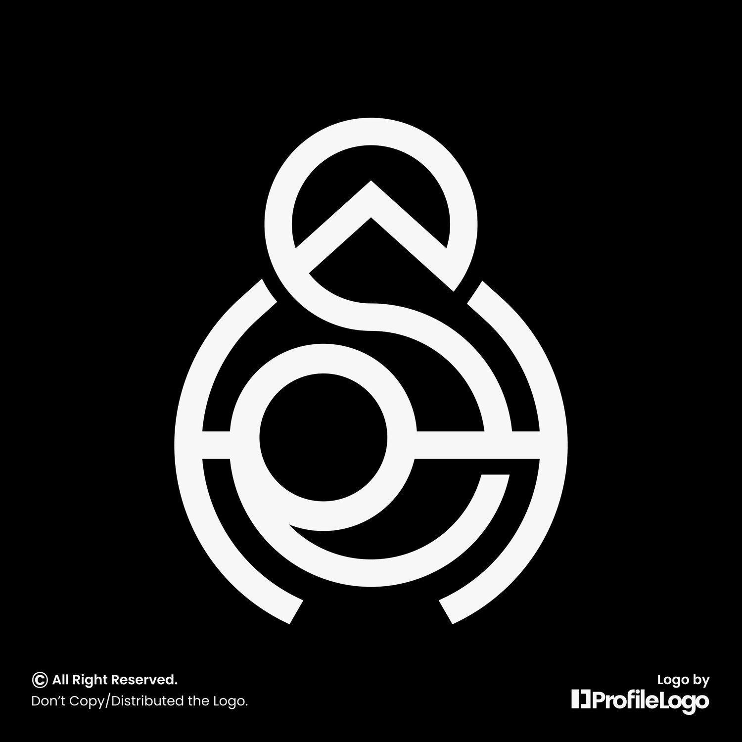 Luxury line letter SA logo or AS logo by ProfileLogo with black background