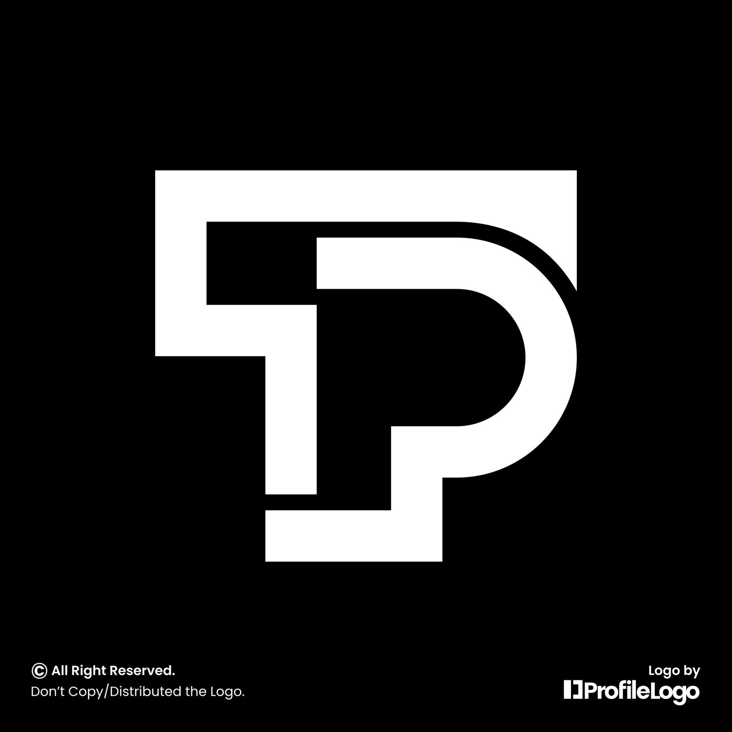 Simple flat letter TP logo or PT logo by ProfileLogo with black background
