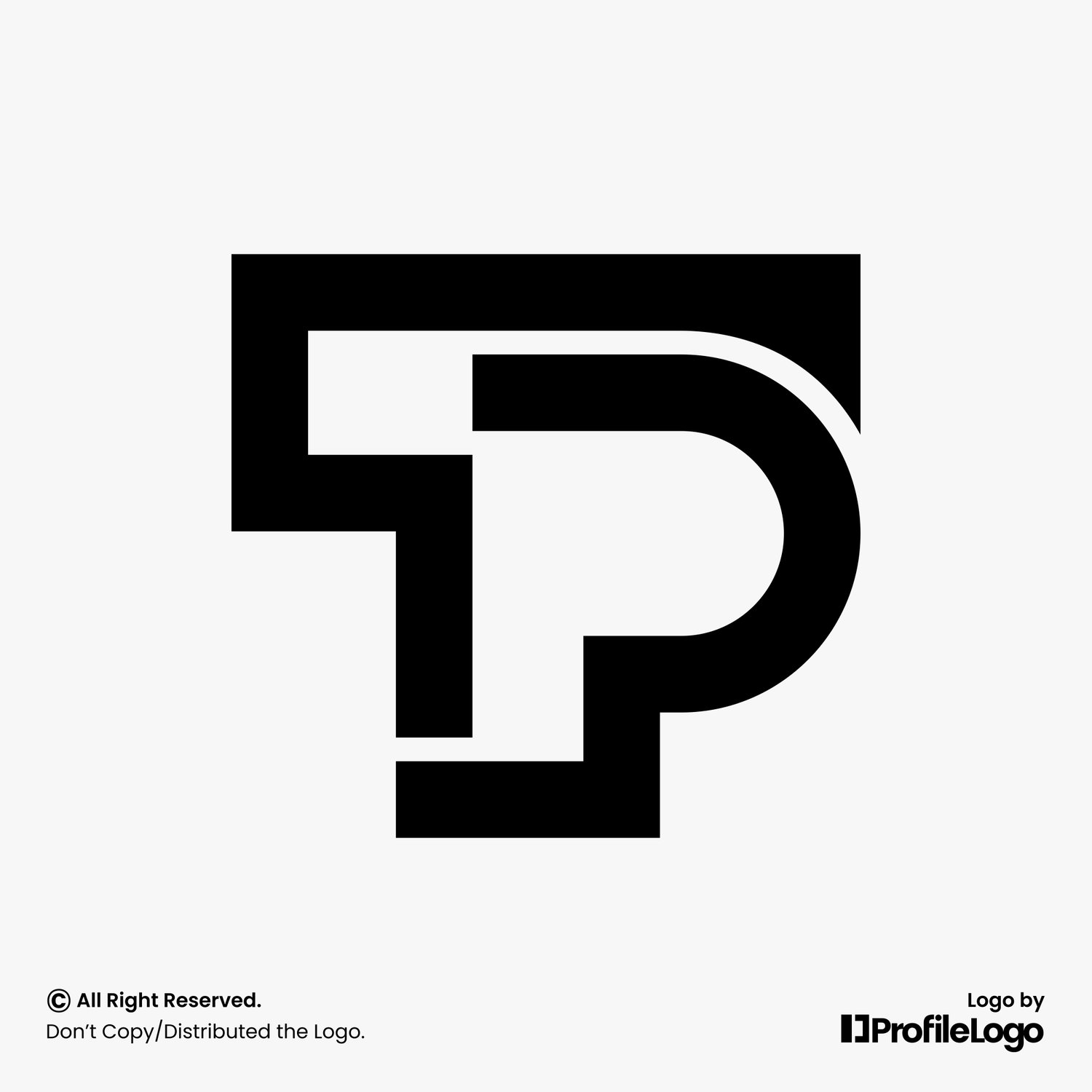 Simple flat letter TP logo or PT logo by ProfileLogo with light grey background