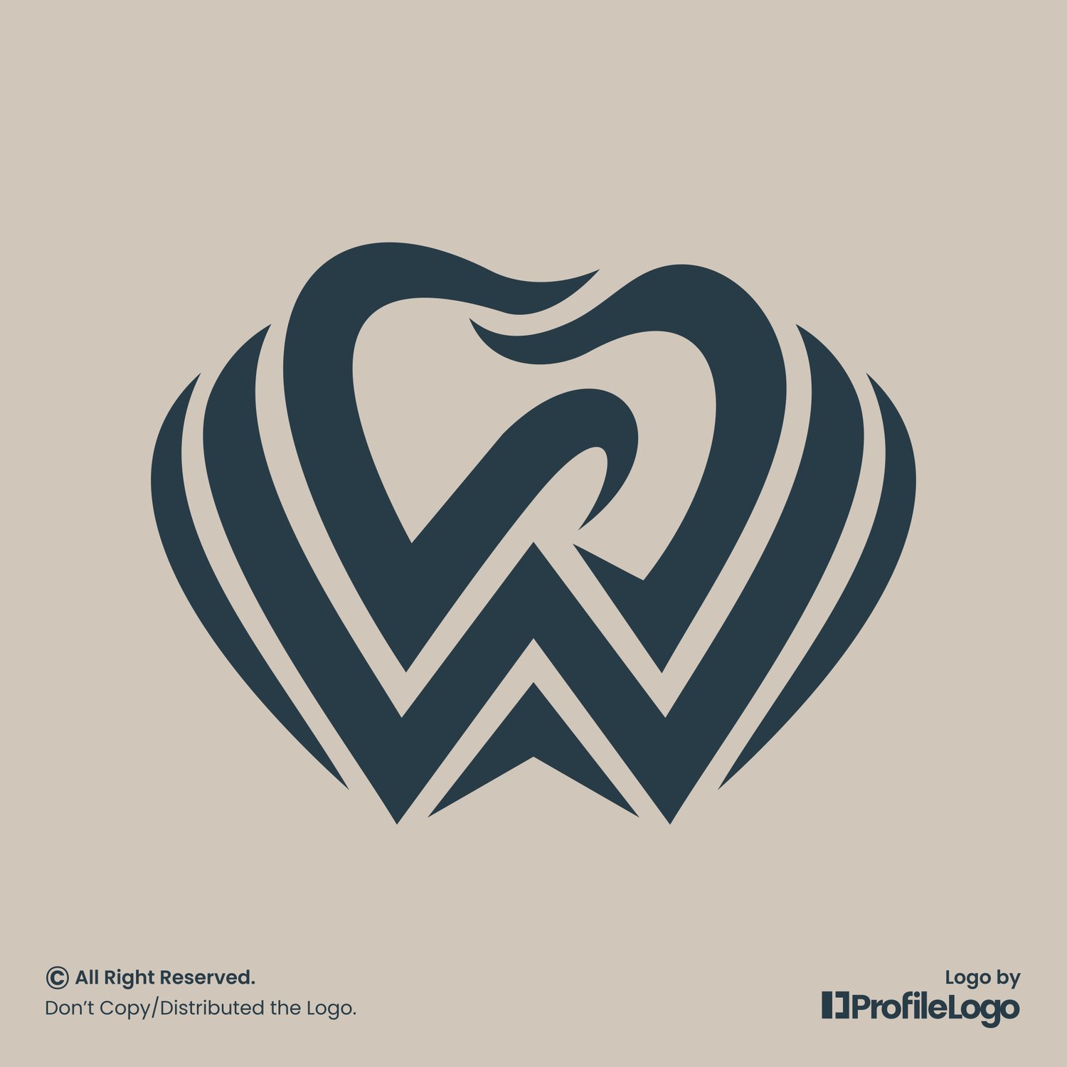 Luxury dental tooth letter W logo by ProfileLogo with light background