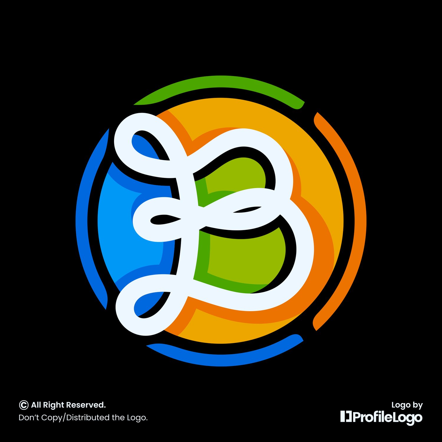 Colorful flat line B logo by ProfileLogo with black background