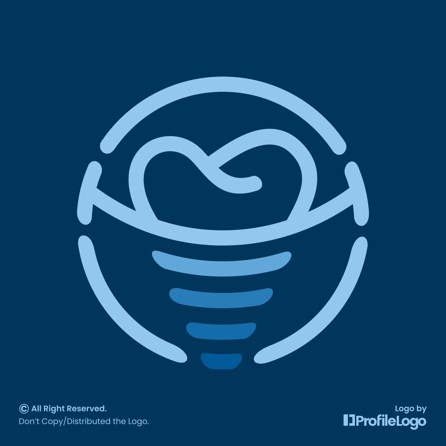 Dental implant tooth smile logo by ProfileLogo with dark blue background