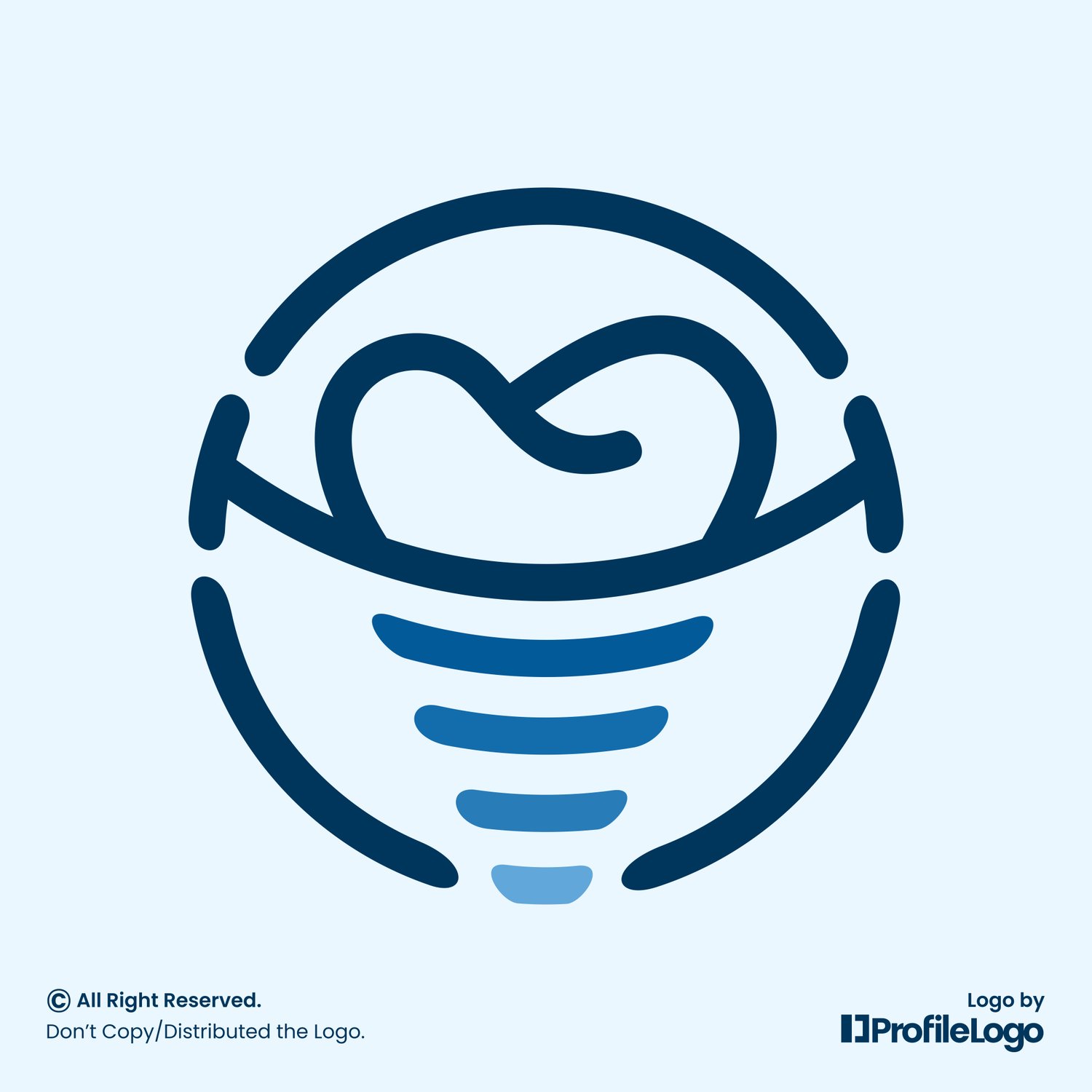 Dental implant tooth smile logo by ProfileLogo with light blue background