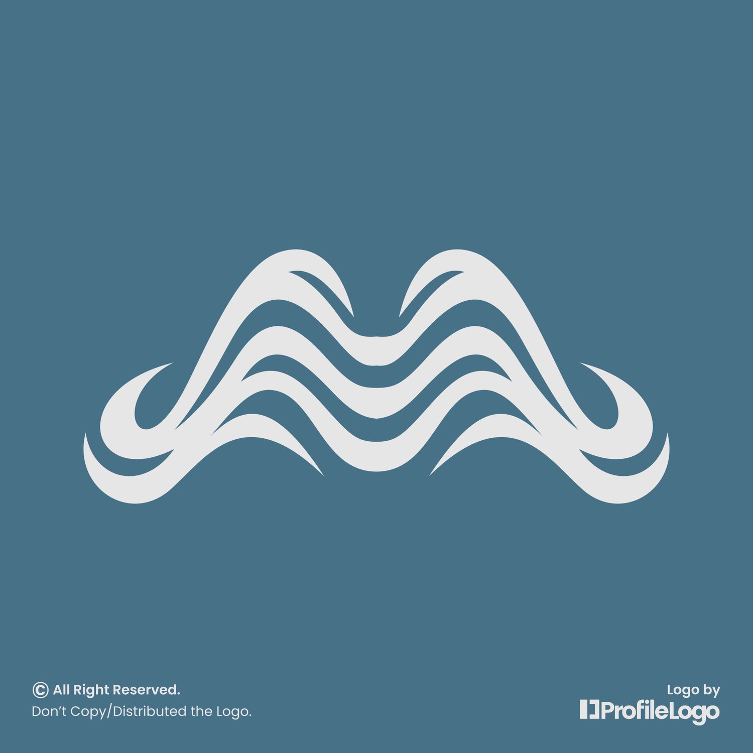 Luxury swoosh line letter M logo by ProfileLogo with blue background