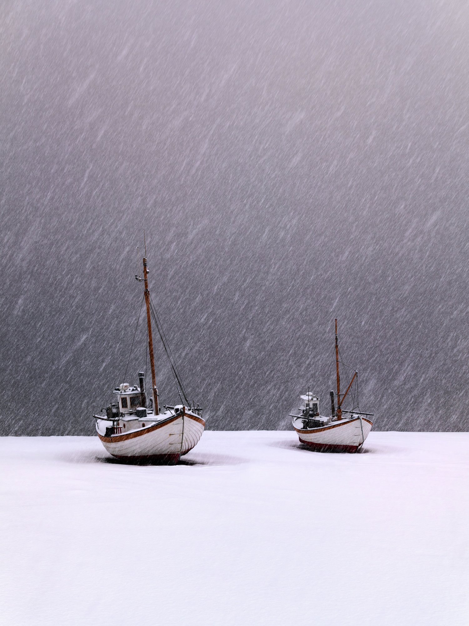 Slettestrand fishing boat denmark winter landscape photography minimalism minimalist vertical