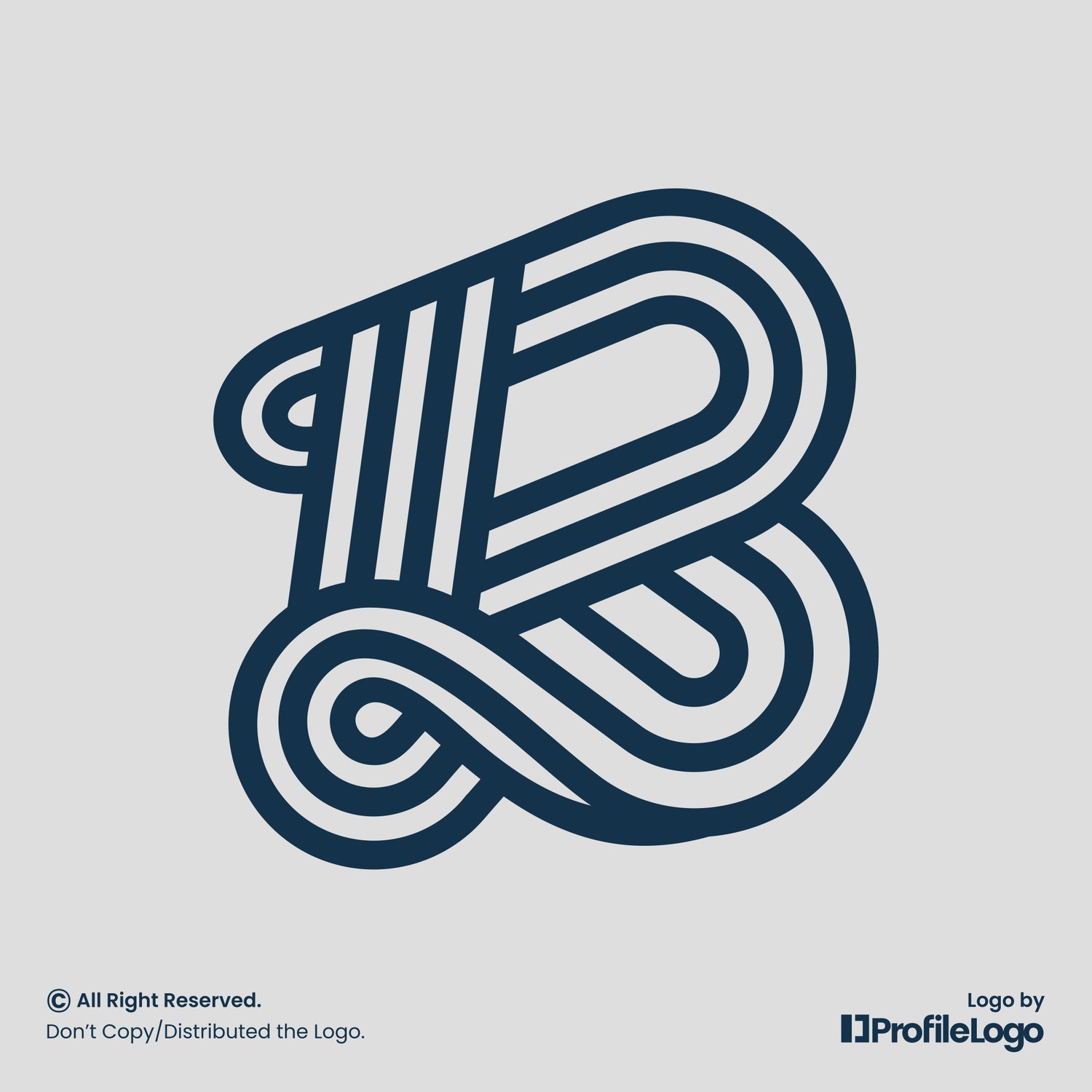 Elegant line letter B logo by ProfileLogo with light grey background