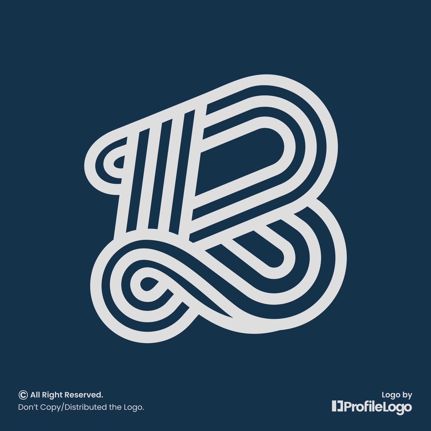 Elegant line letter B logo by ProfileLogo with dark blue background