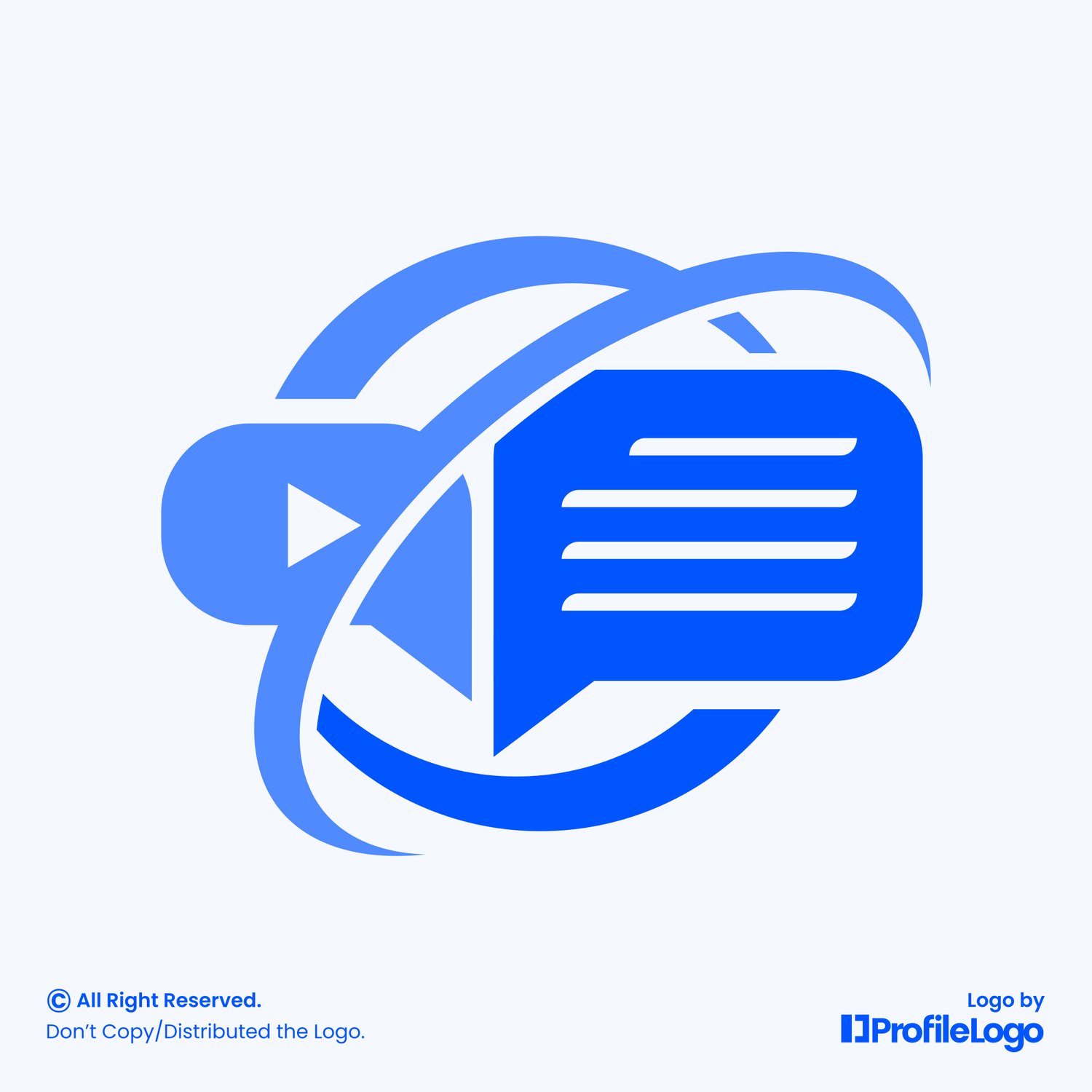 Modern multimedia document video chat logo by ProfileLogo with light blue background
