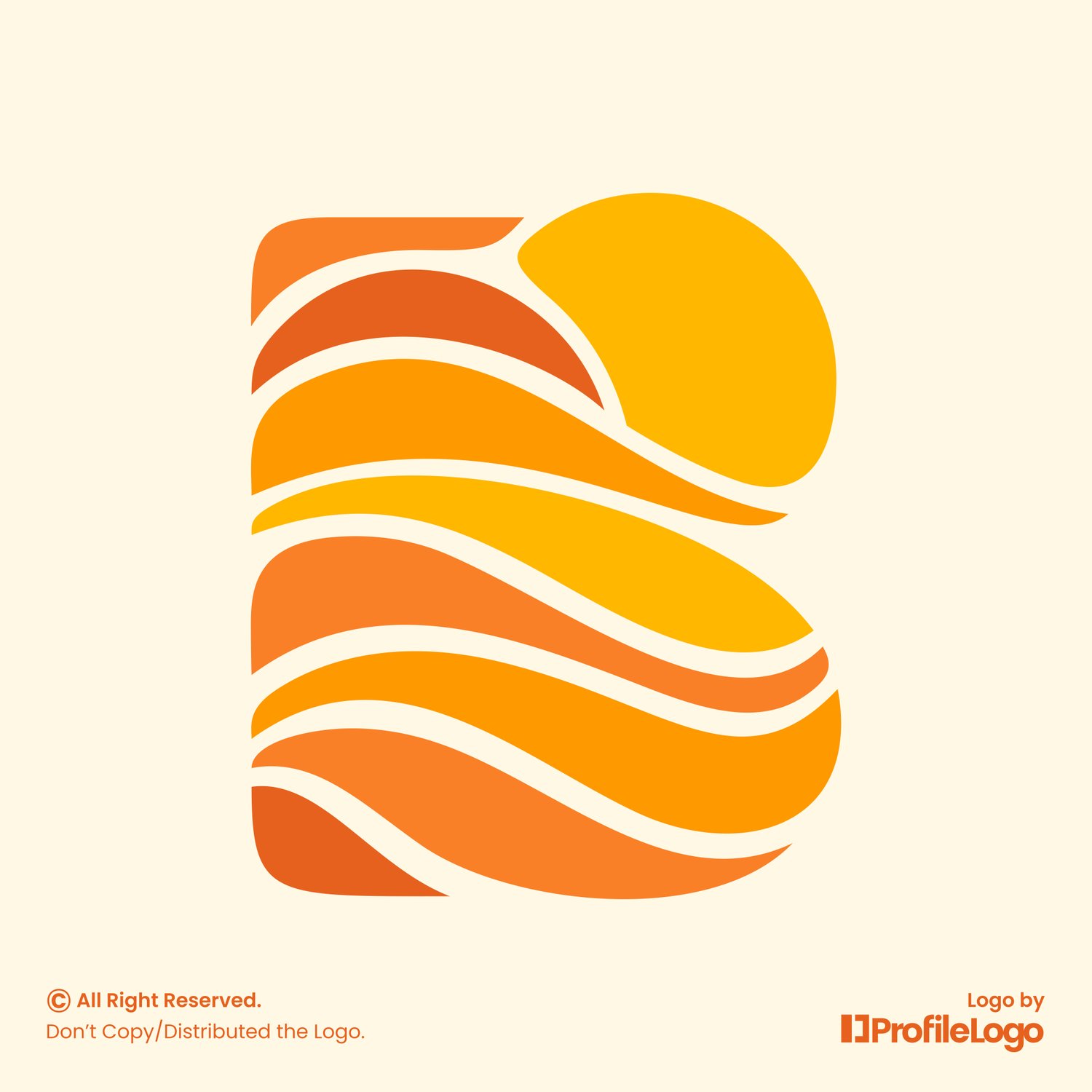Abstract sun and landscape letter B logo by ProfileLogo with yellow background