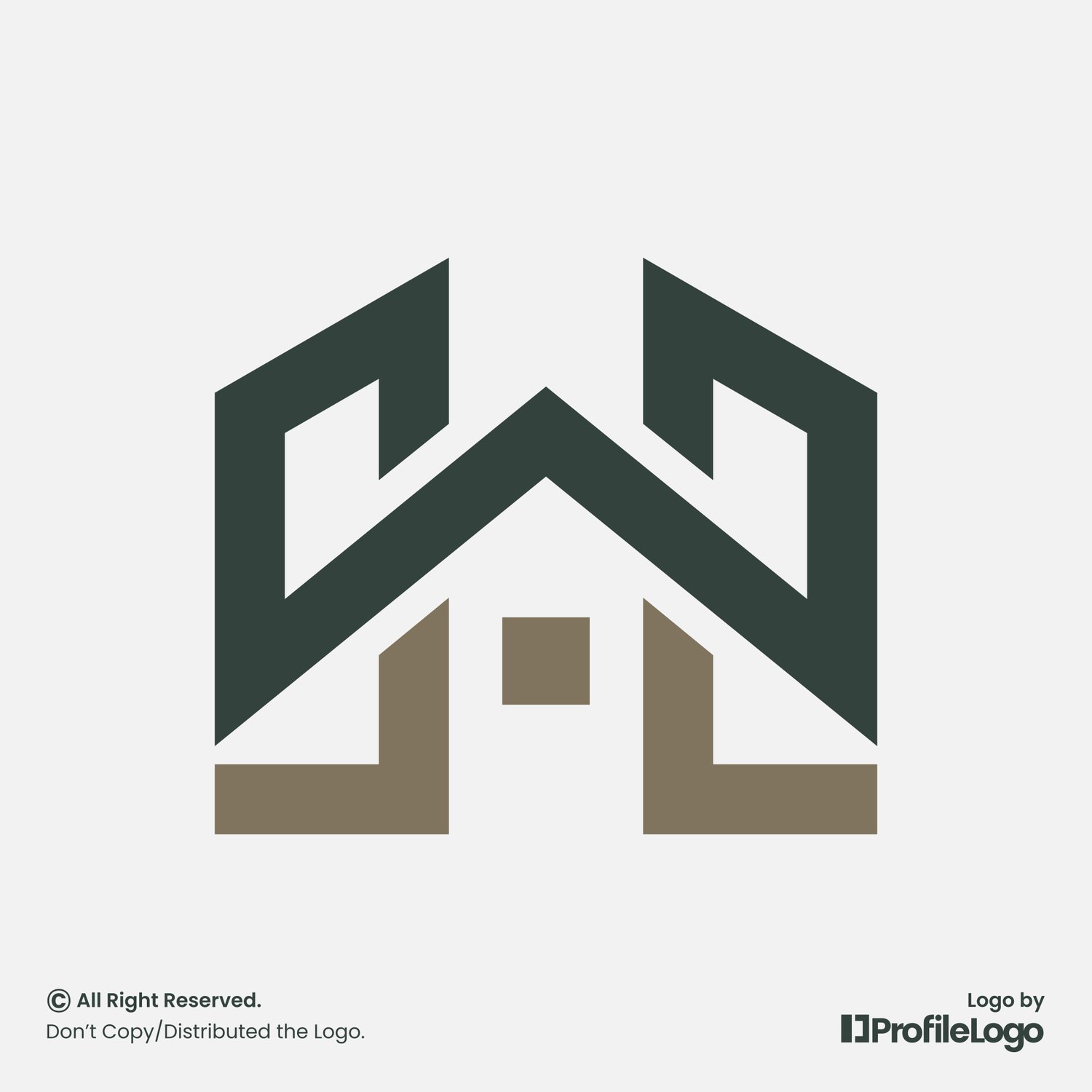 Geometric line home real estate letter H logo by ProfileLogo with light grey background