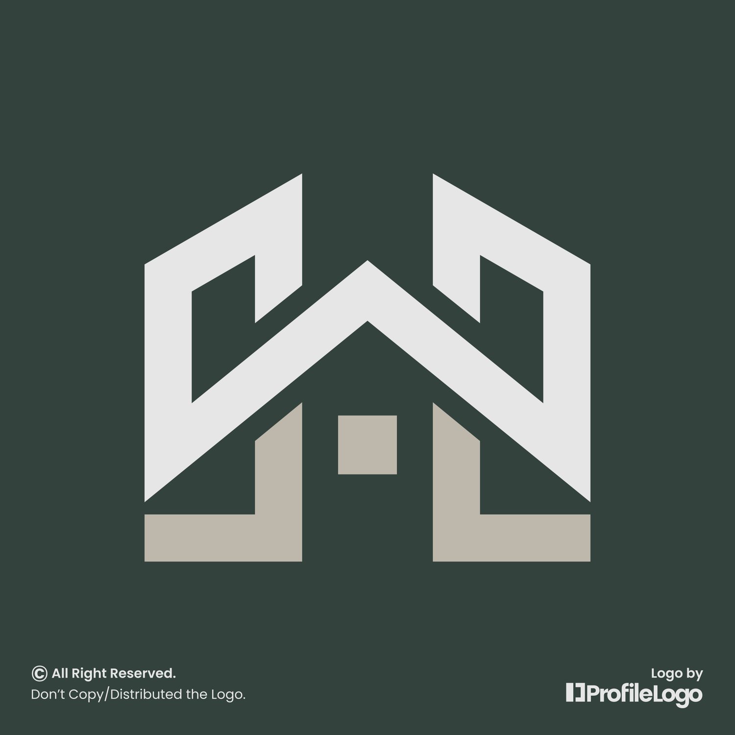 Geometric line home real estate letter H logo by ProfileLogo with green background