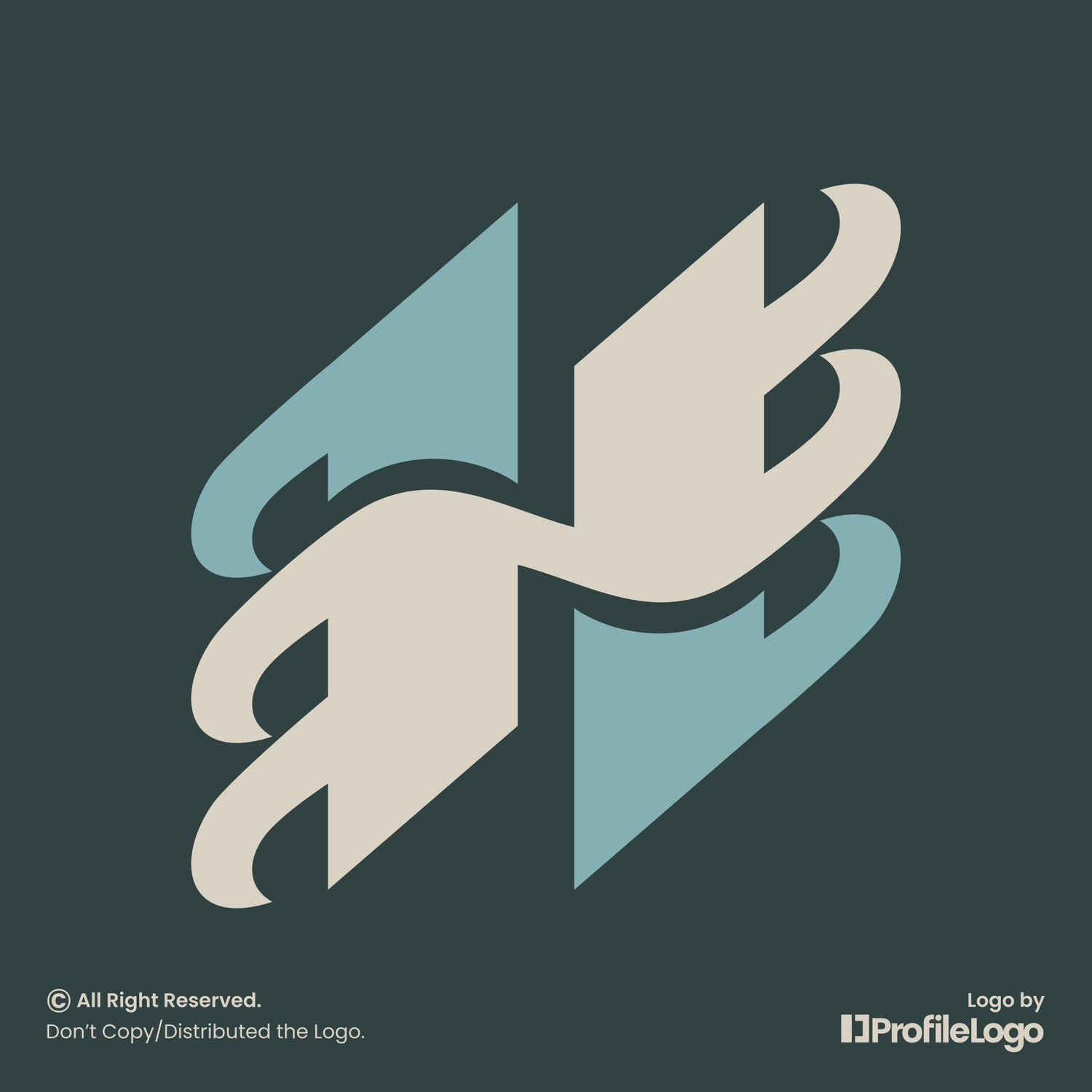 Geometric abstract initial H letter logo by ProfileLogo with green background