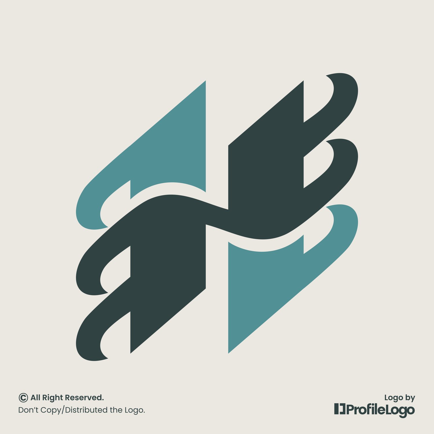 Geometric abstract initial H letter logo by ProfileLogo with light background