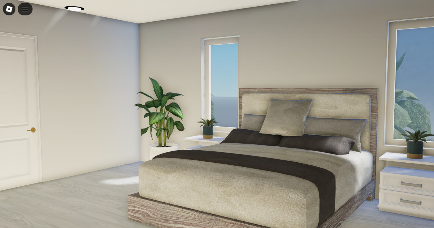 Kitchen and living room inside Roblox home