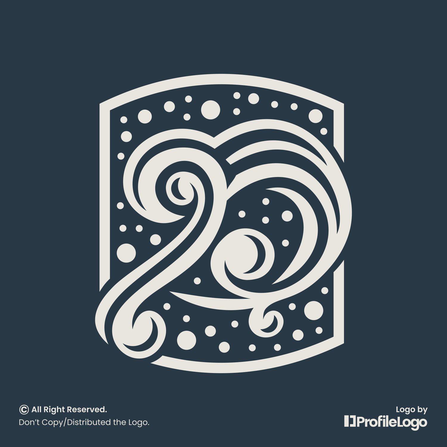 Decorative abstract letter P logo by ProfileLogo with dark background