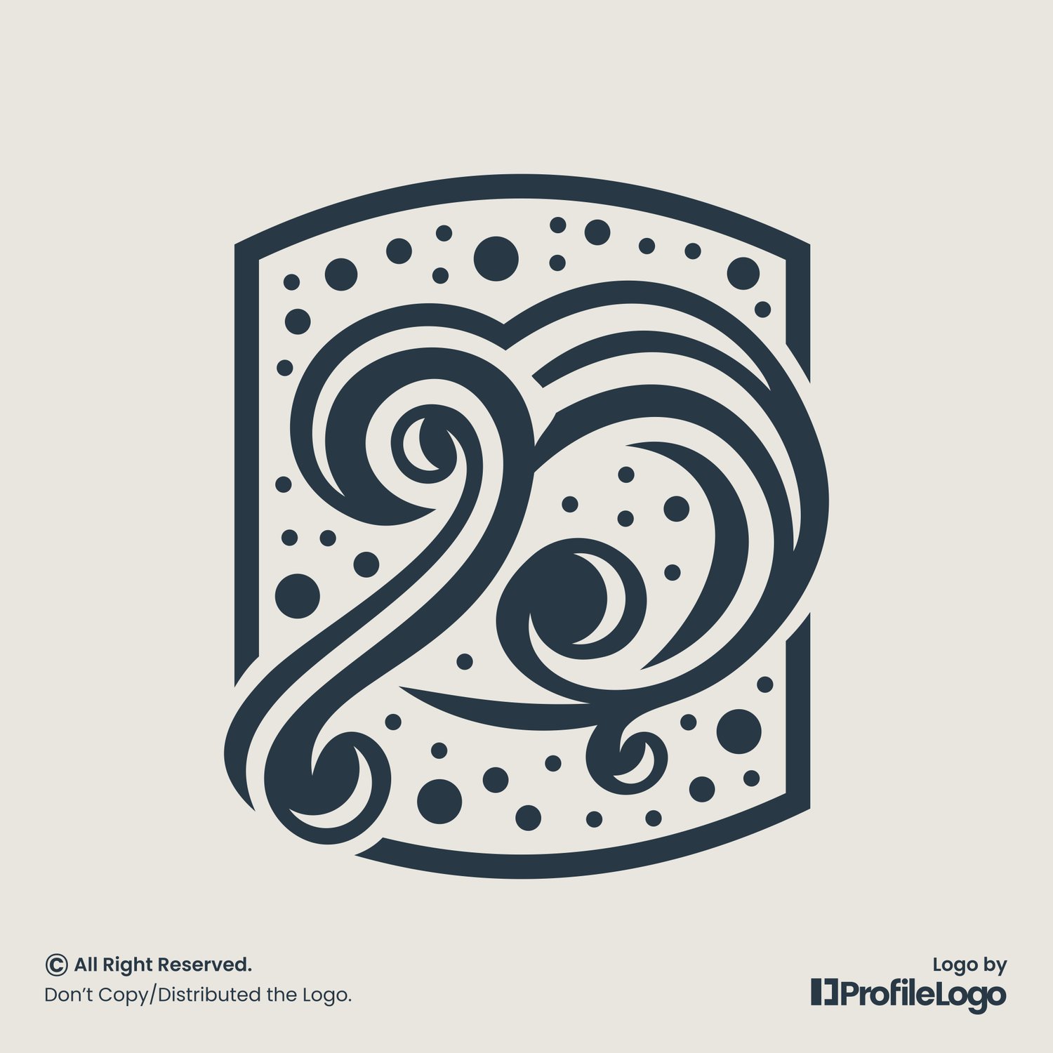 Decorative abstract letter P logo by ProfileLogo with light background