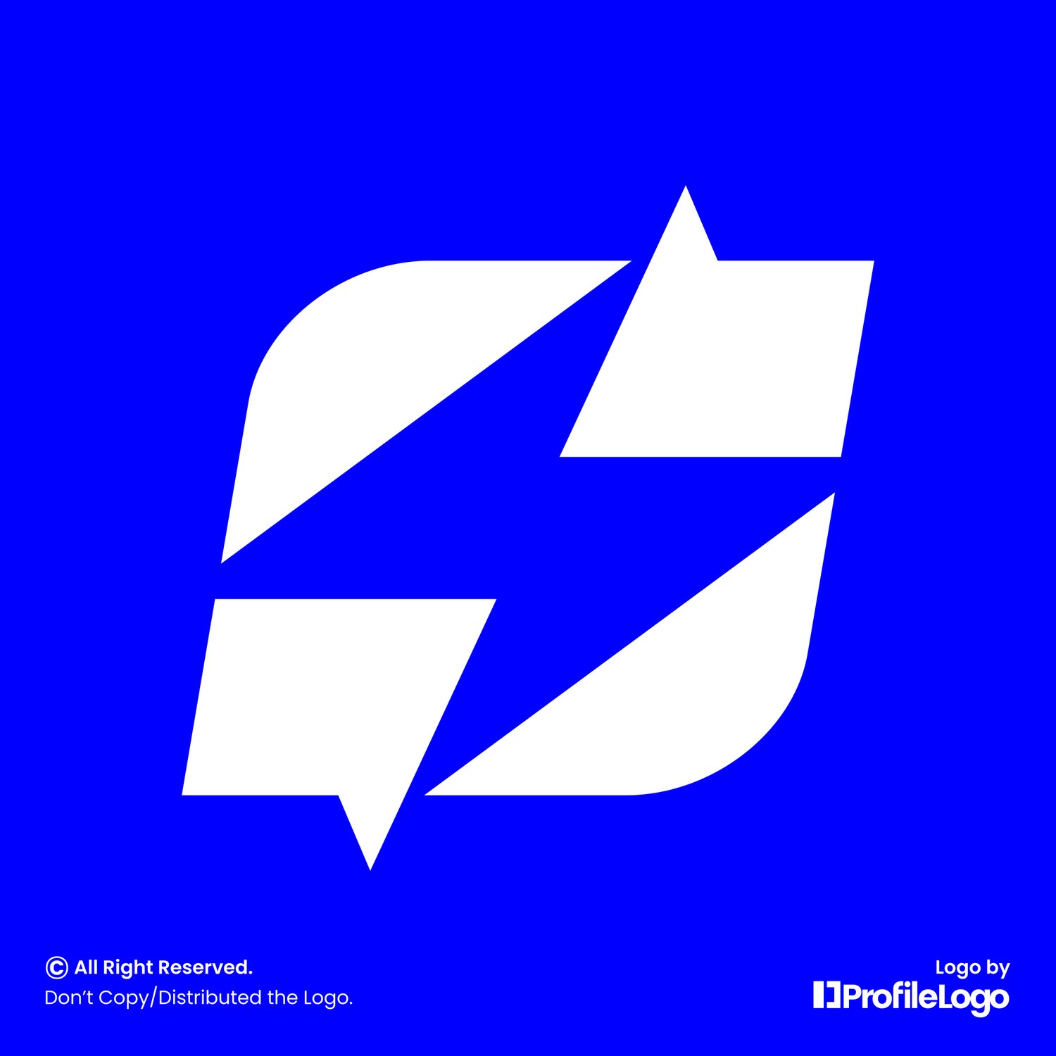 Modern electric flash logo or power letter S logo by ProfileLogo with blue background