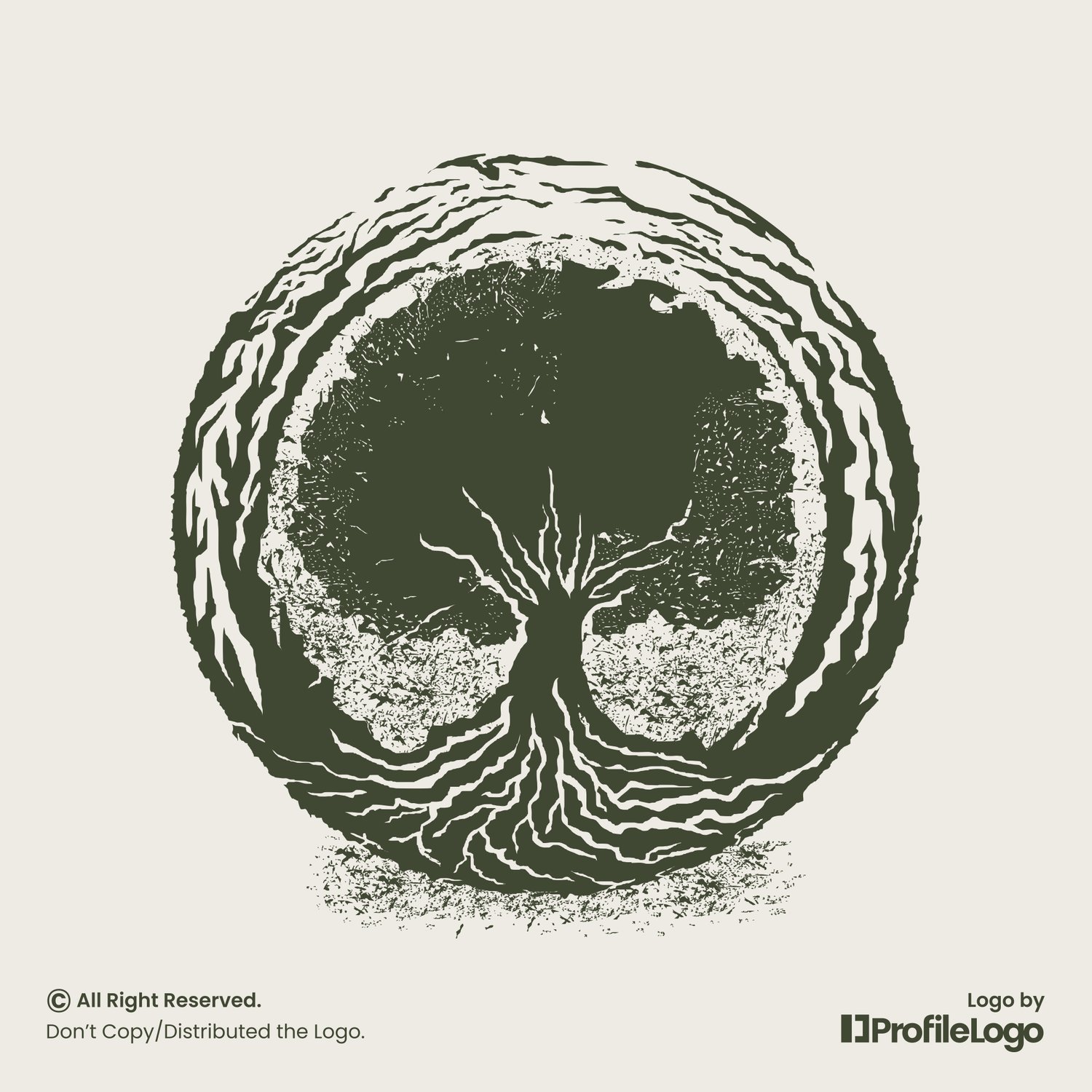 Detailed luxury plant tree logo by ProfileLogo with light background