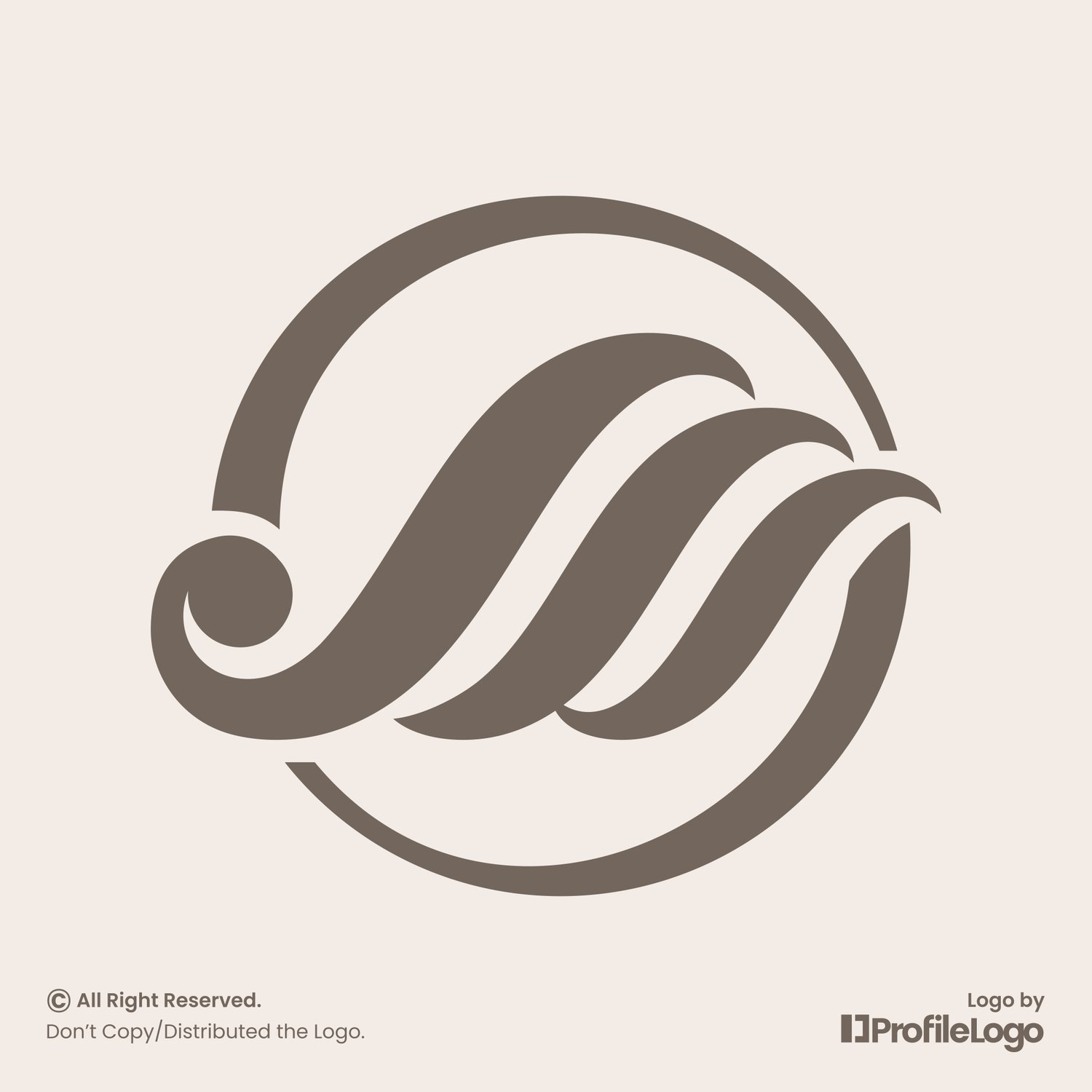 Luxury abstract wave letter W logo by ProfileLogo with light brown background